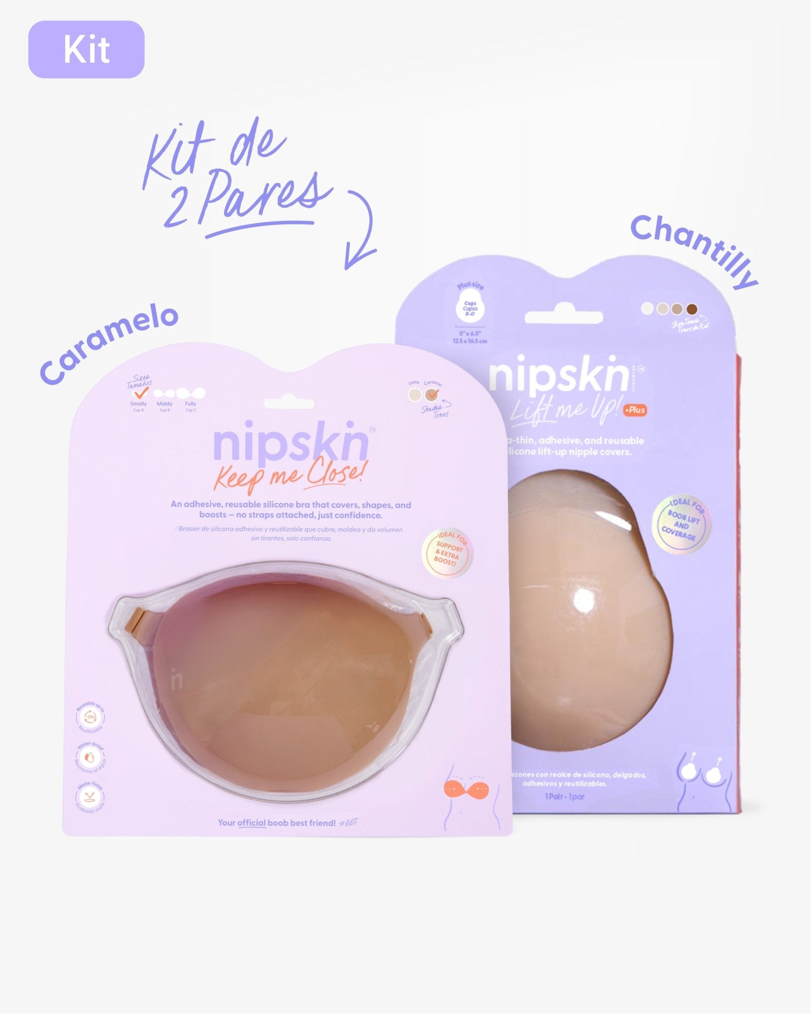Kit Brasier Adhesivo + Copas Adhesivas en Silicona Para Levantar busto (Talla PLUS) - Nipskin®