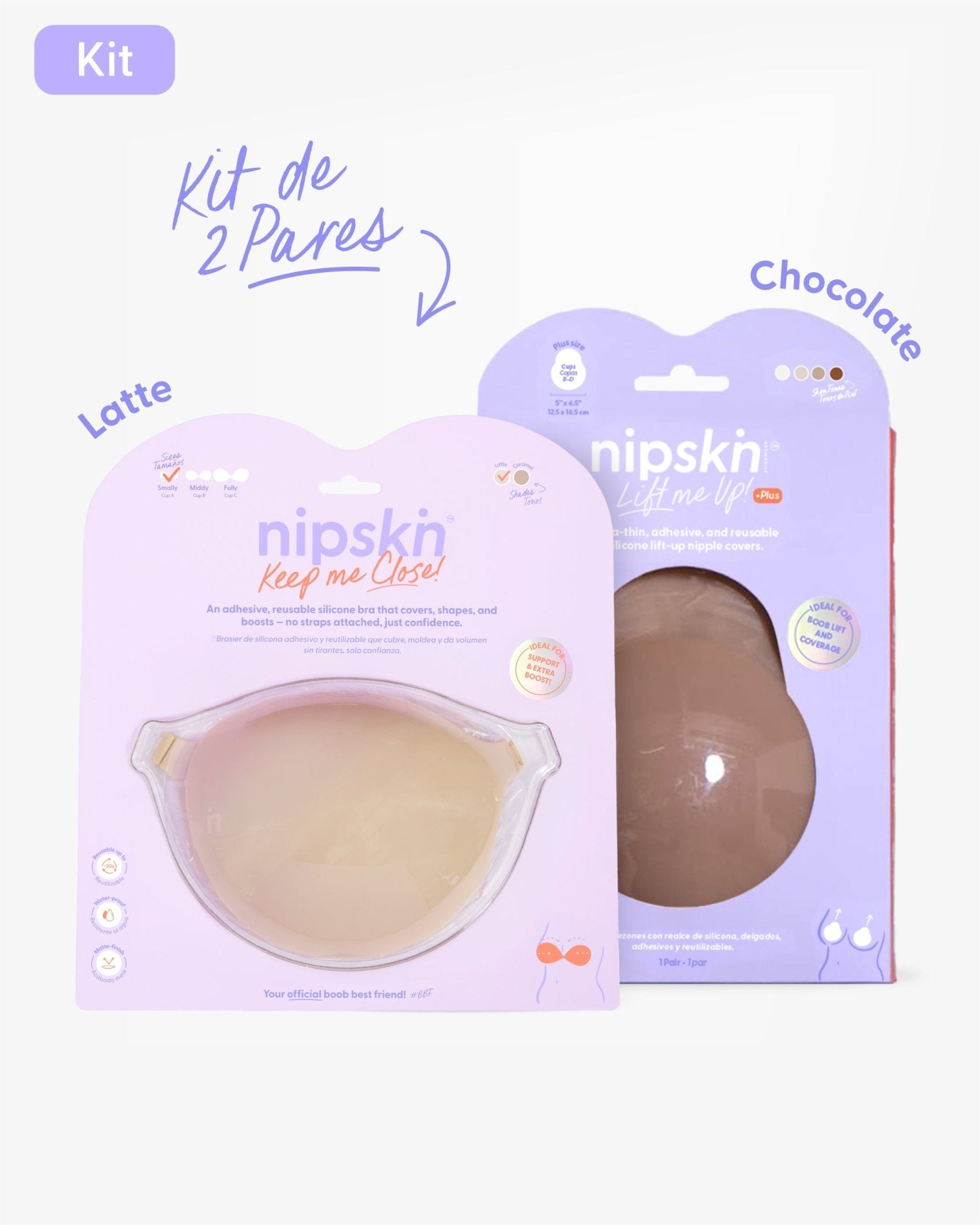 Kit Brasier Adhesivo + Copas Adhesivas en Silicona (Talla PLUS) - Nipskin®