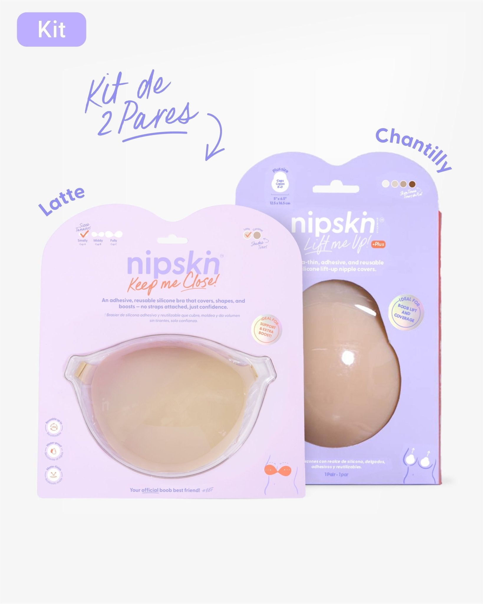 Kit Brasier Adhesivo + Copas Adhesivas en Silicona (Talla PLUS) - Nipskin®