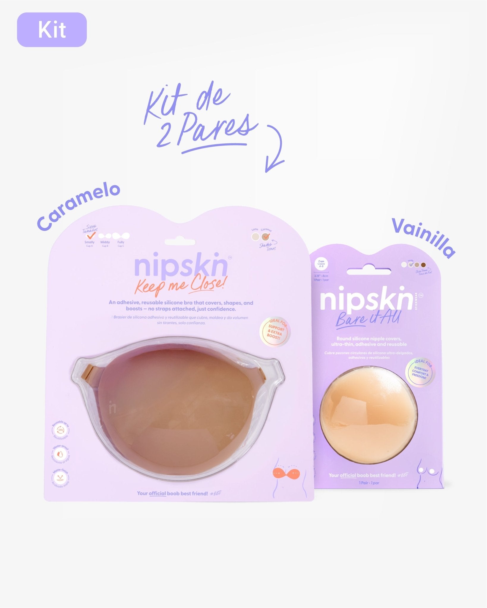 Kit Brasier Adhesivo + Cubre Pezón de Silicona (Talla M) - Nipskin®