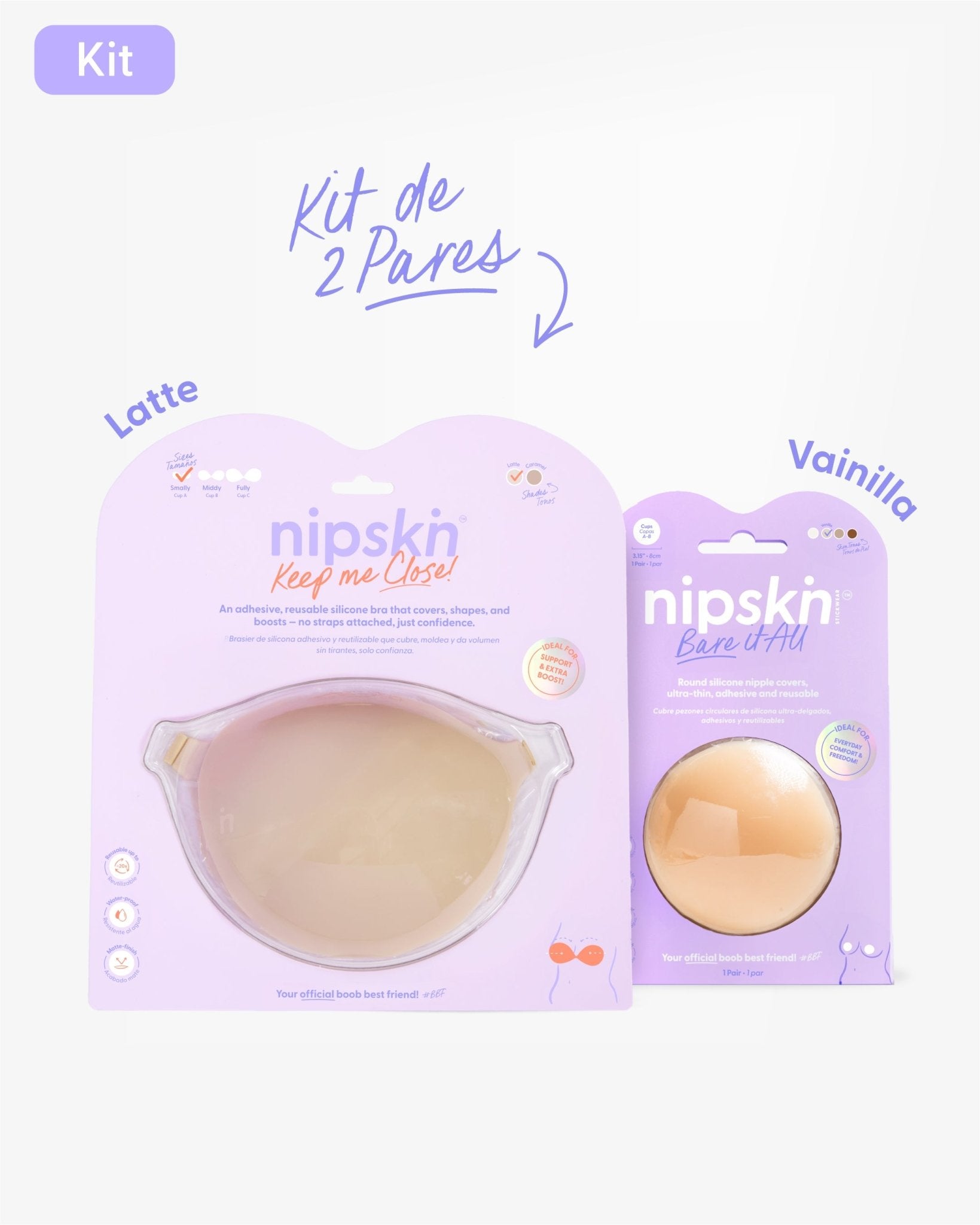 Kit Brasier Adhesivo + Cubre Pezón de Silicona (Talla M) - Nipskin®