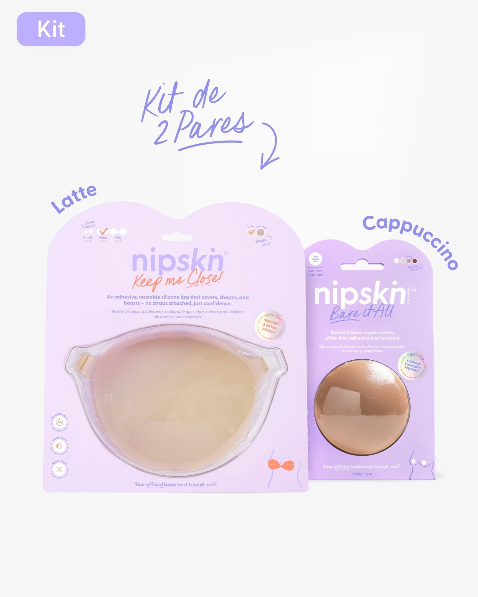 Kit Brasier Adhesivo + Cubre Pezón de Silicona (Talla M) - Nipskin®