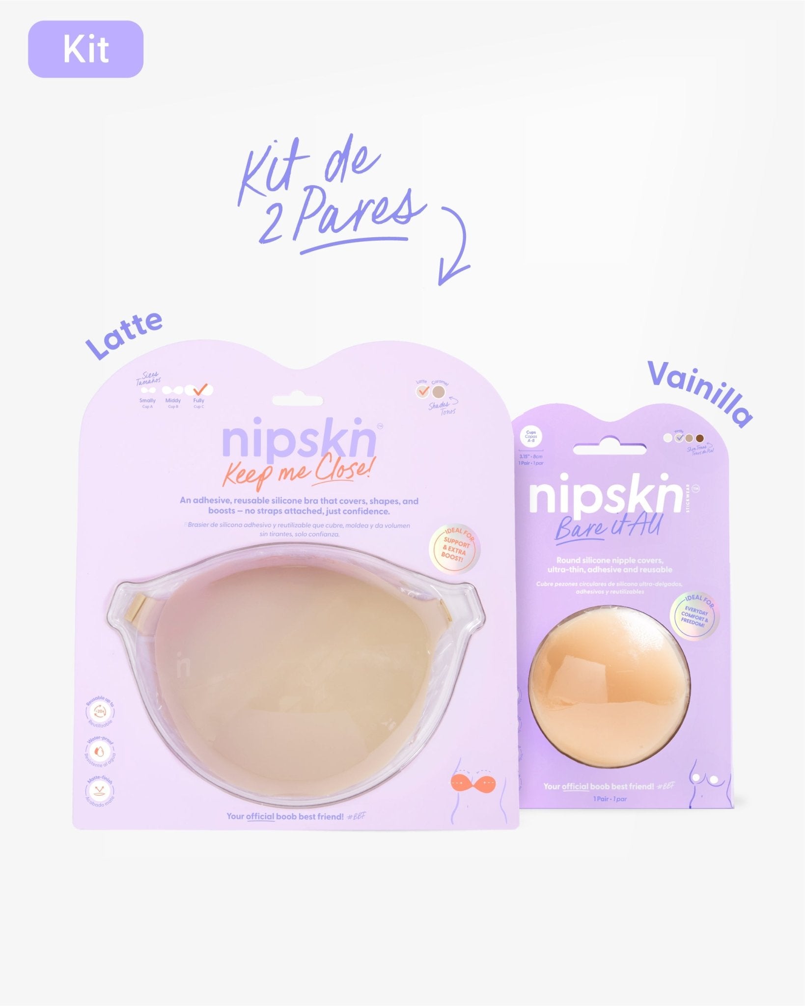 Kit Brasier Adhesivo + Cubre Pezón de Silicona (Talla M) - Nipskin®