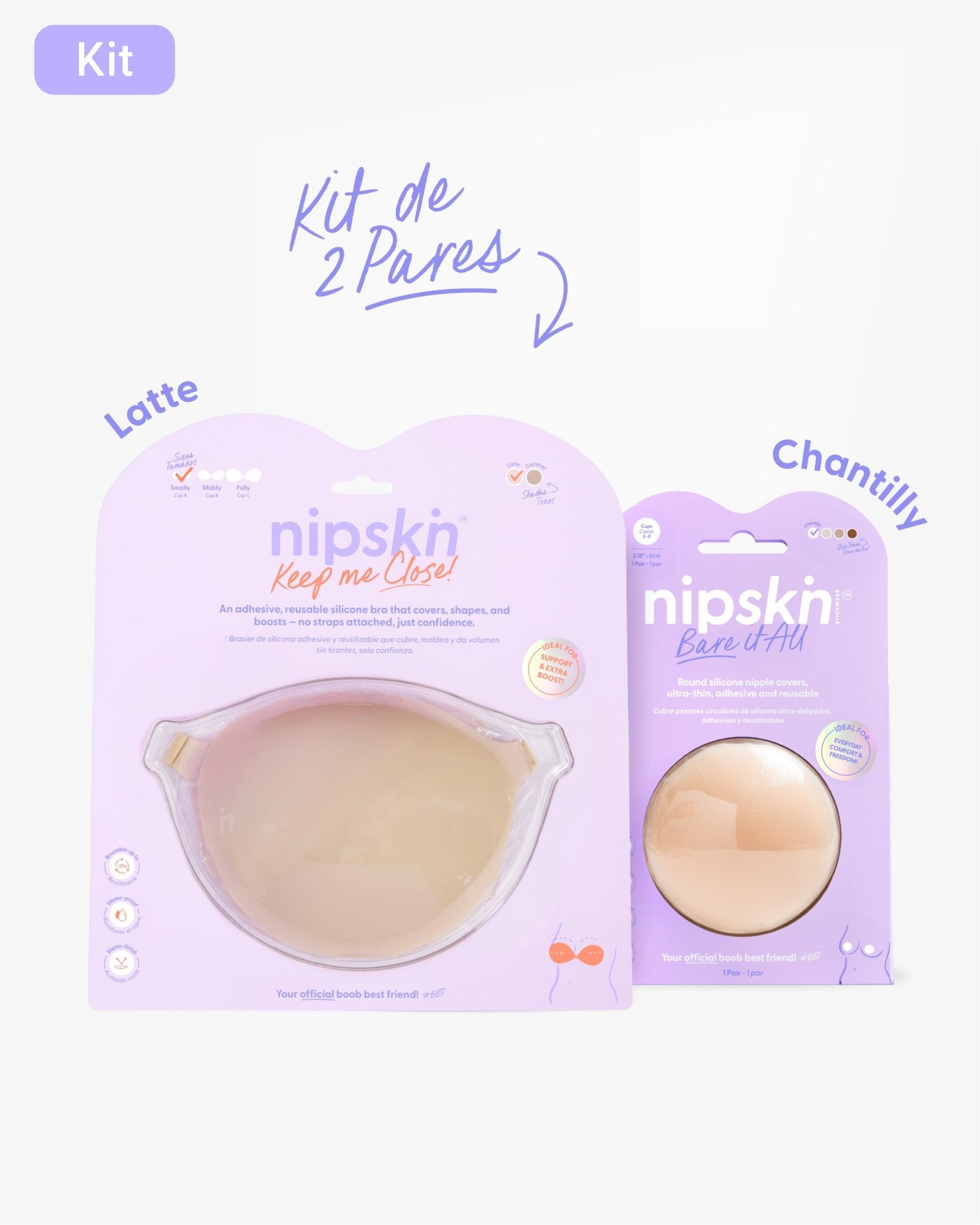Kit Brasier Adhesivo + Cubre Pezón de Silicona (Talla M) - Nipskin®