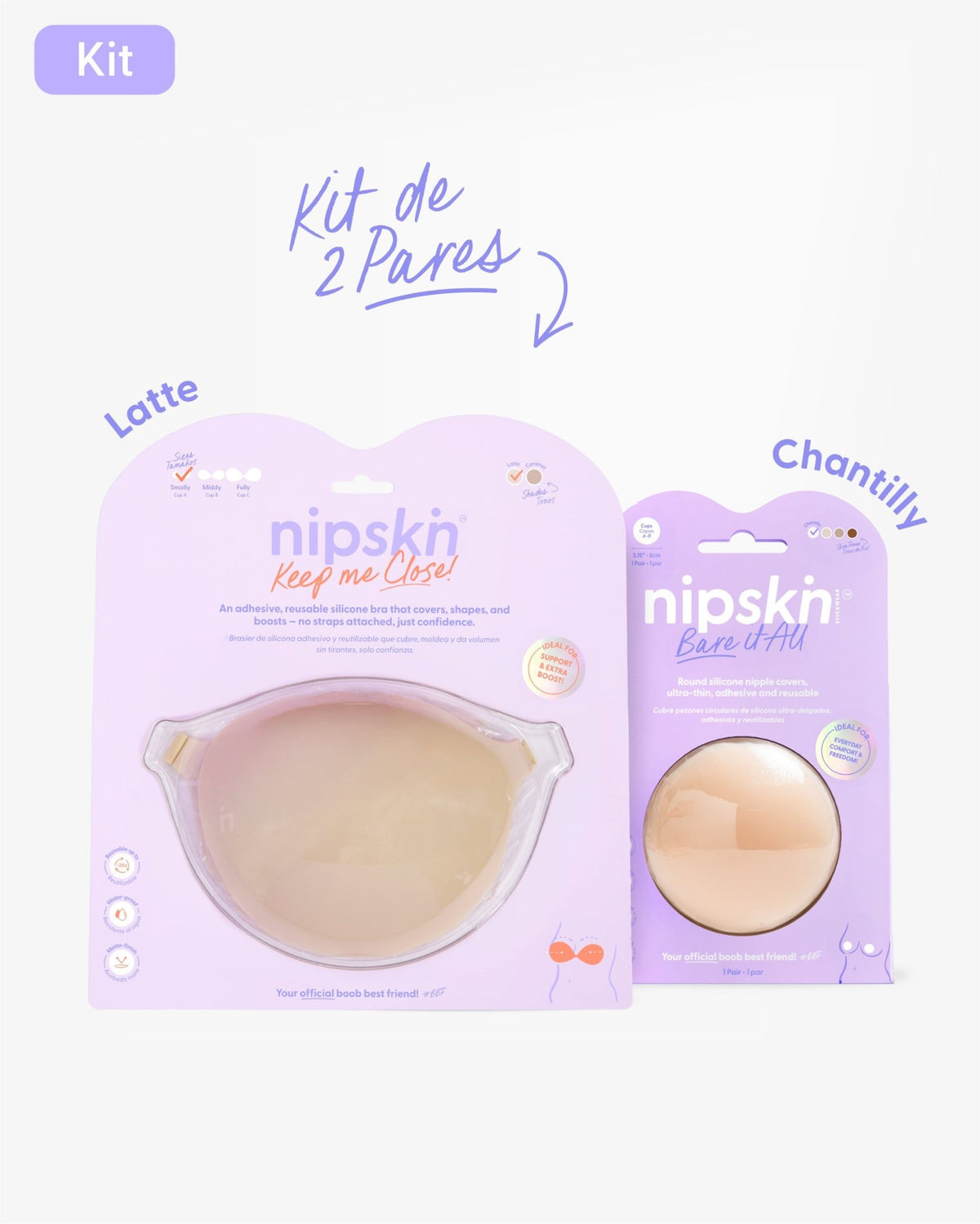 Kit Brasier Adhesivo + Cubre Pezón de Silicona (Talla M) - Nipskin®