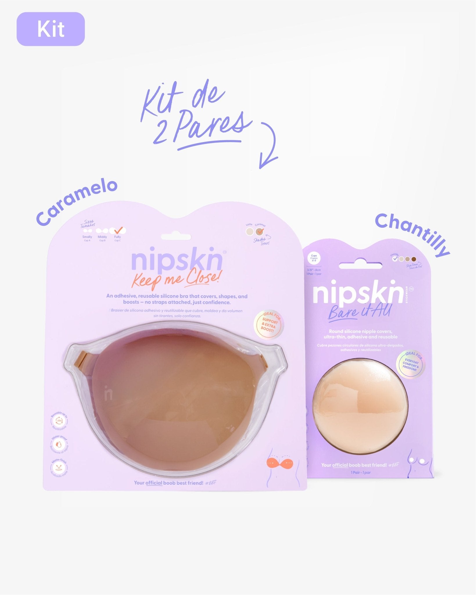 Kit Brasier Adhesivo + Cubre Pezón de Silicona (Talla M) - Nipskin®