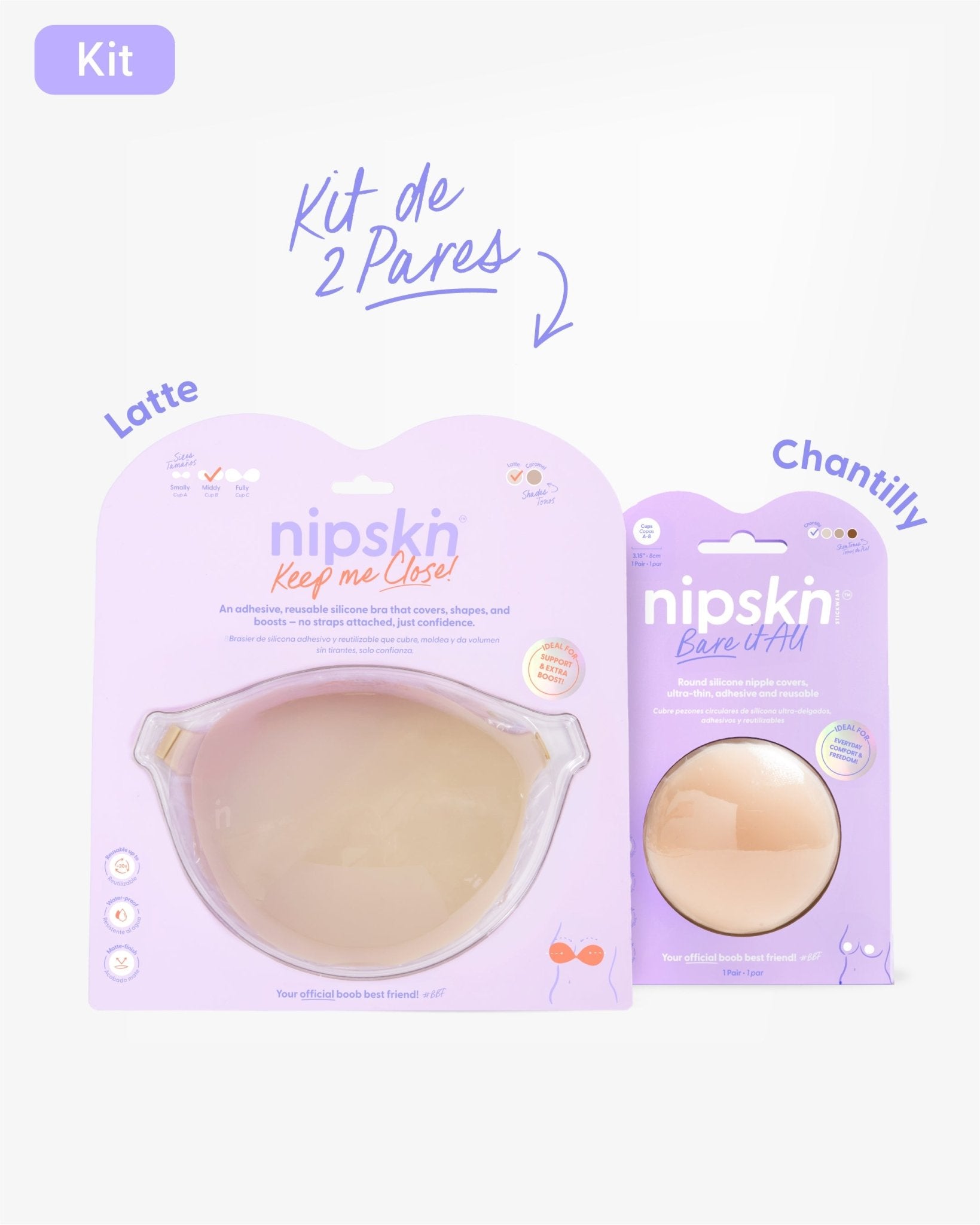 Kit Brasier Adhesivo + Cubre Pezón de Silicona (Talla M) - Nipskin®