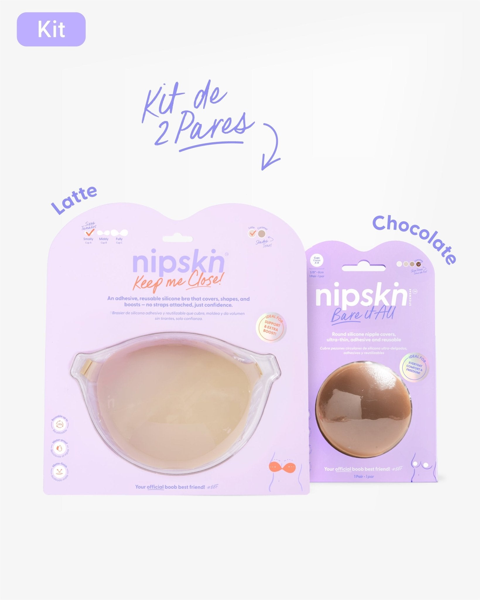 Kit Brasier Adhesivo + Cubre Pezón de Silicona (Talla M) - Nipskin®