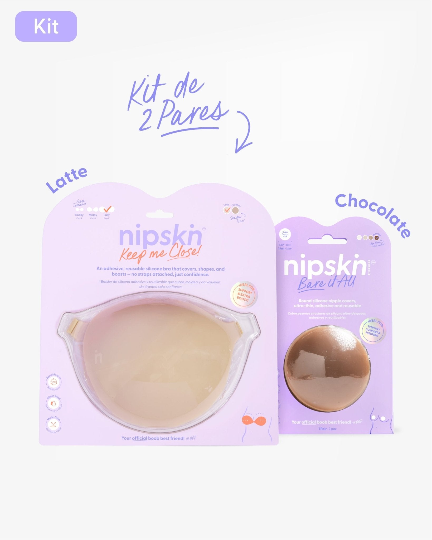 Kit Brasier Adhesivo + Cubre Pezón de Silicona (Talla M) - Nipskin®
