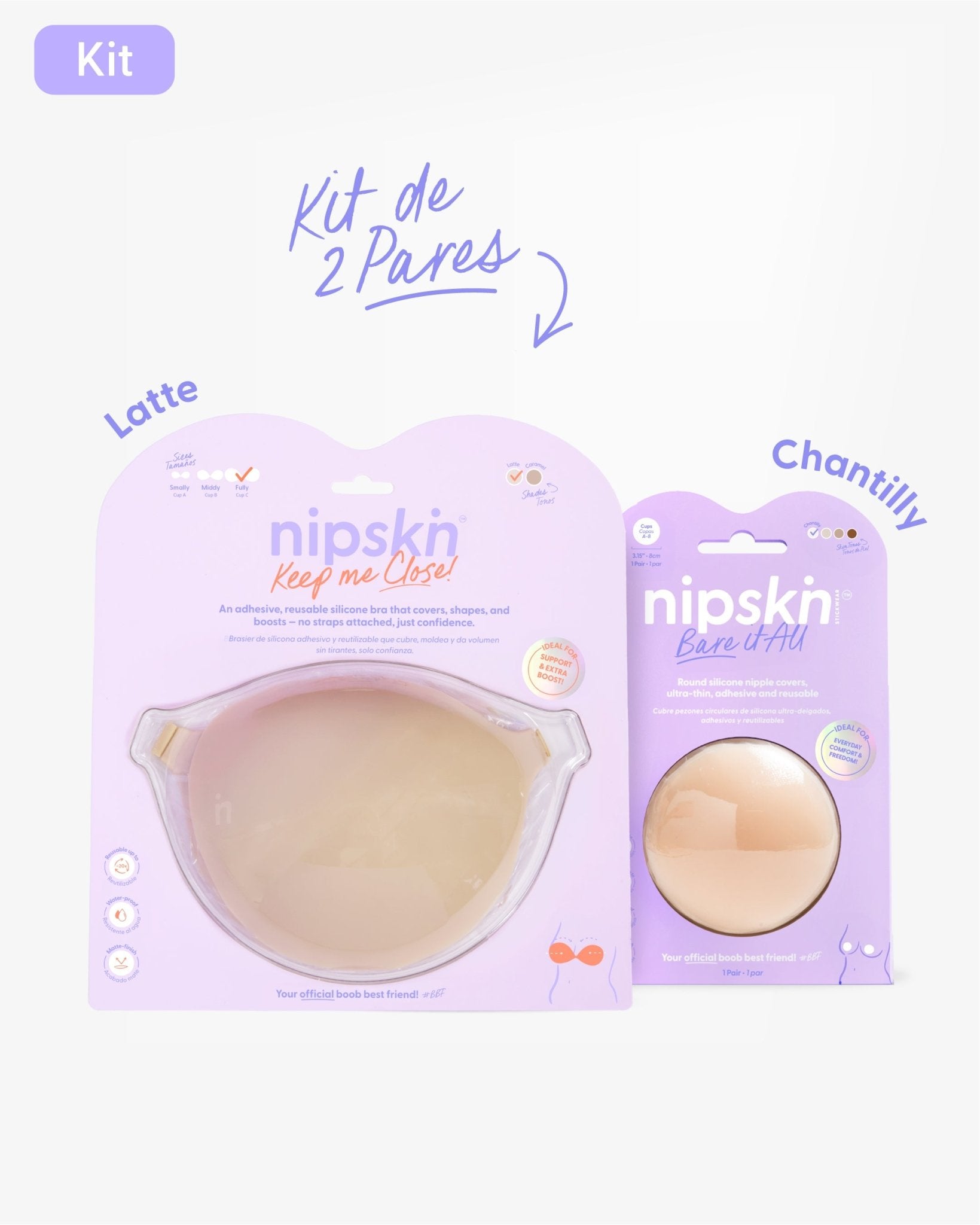 Kit Brasier Adhesivo + Cubre Pezón de Silicona (Talla M) - Nipskin®