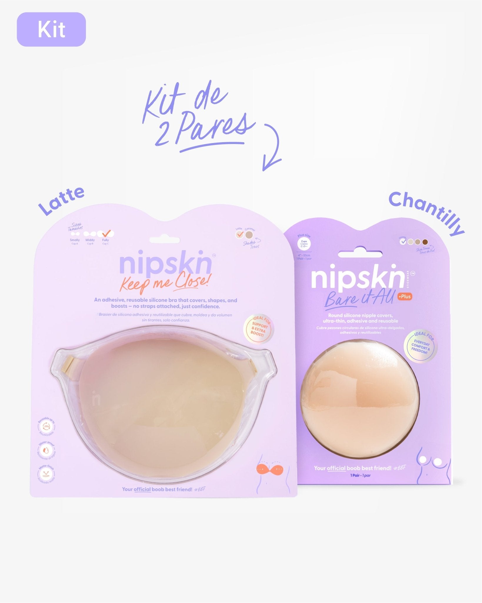 Kit Brasier Adhesivo + Cubre Pezón de Silicona (Talla PLUS) - Nipskin®
