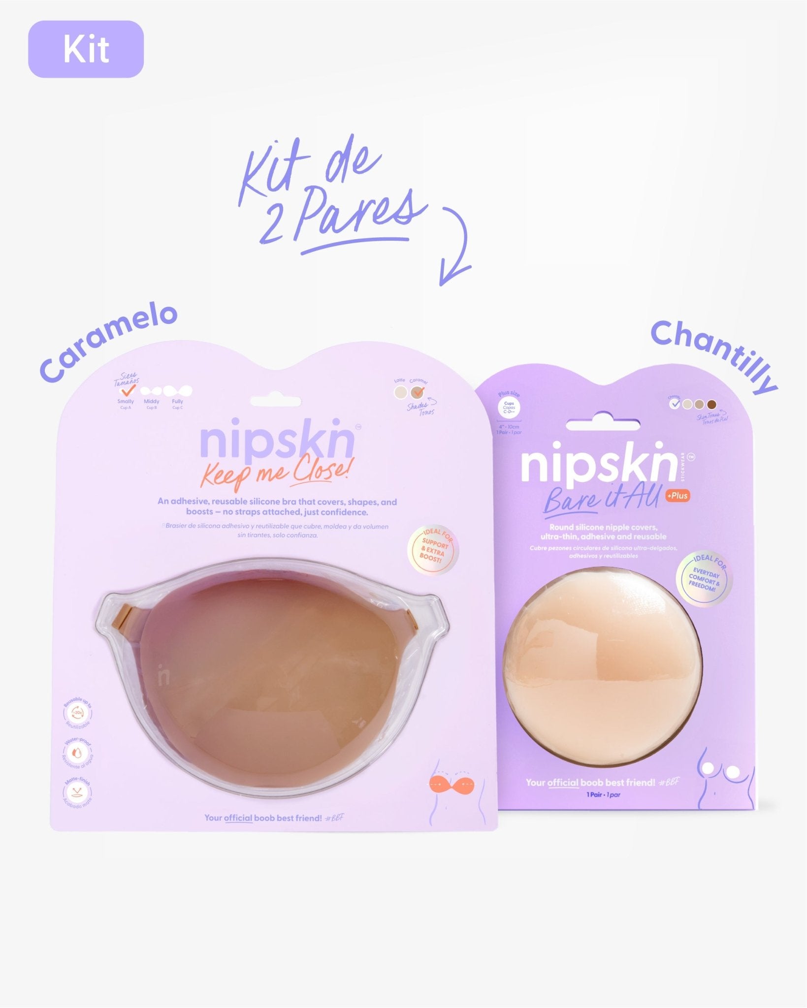Kit Brasier Adhesivo + Cubre Pezón de Silicona (Talla PLUS) - Nipskin®
