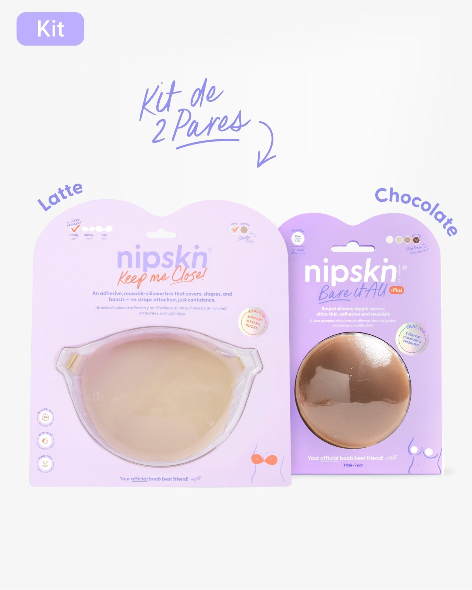 Kit Brasier Adhesivo + Cubre Pezón de Silicona (Talla PLUS) - Nipskin®