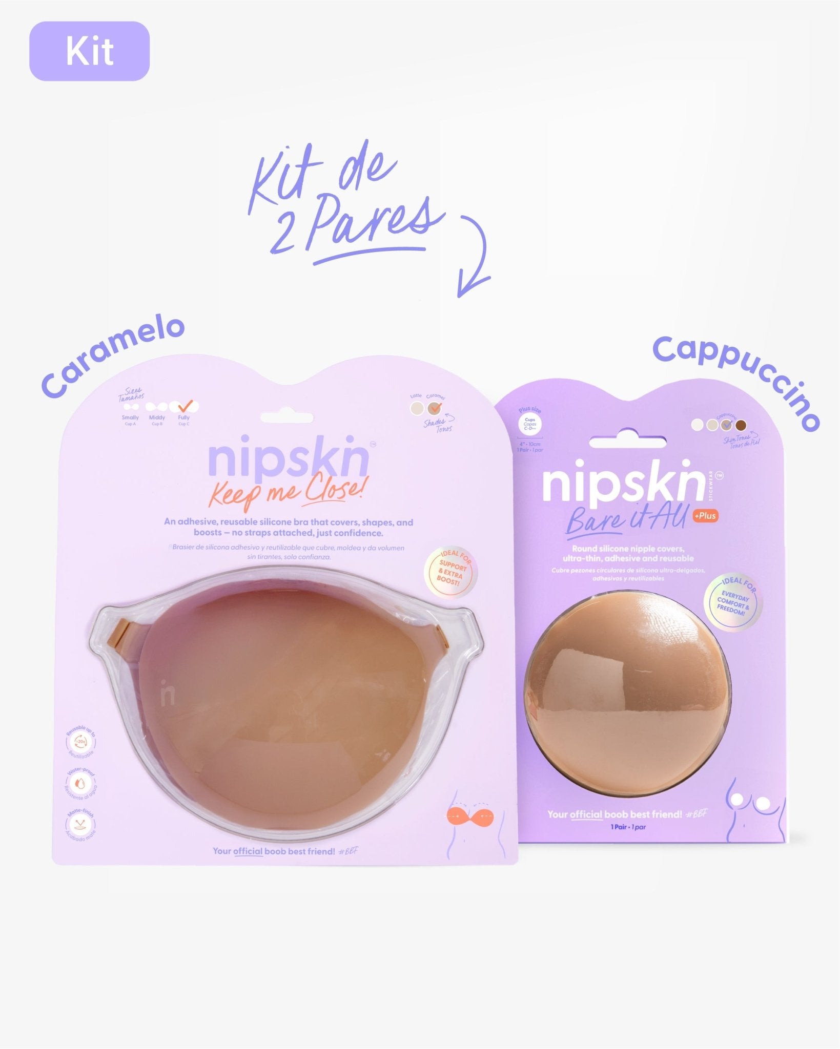 Kit Brasier Adhesivo + Cubre Pezón de Silicona (Talla PLUS) - Nipskin®