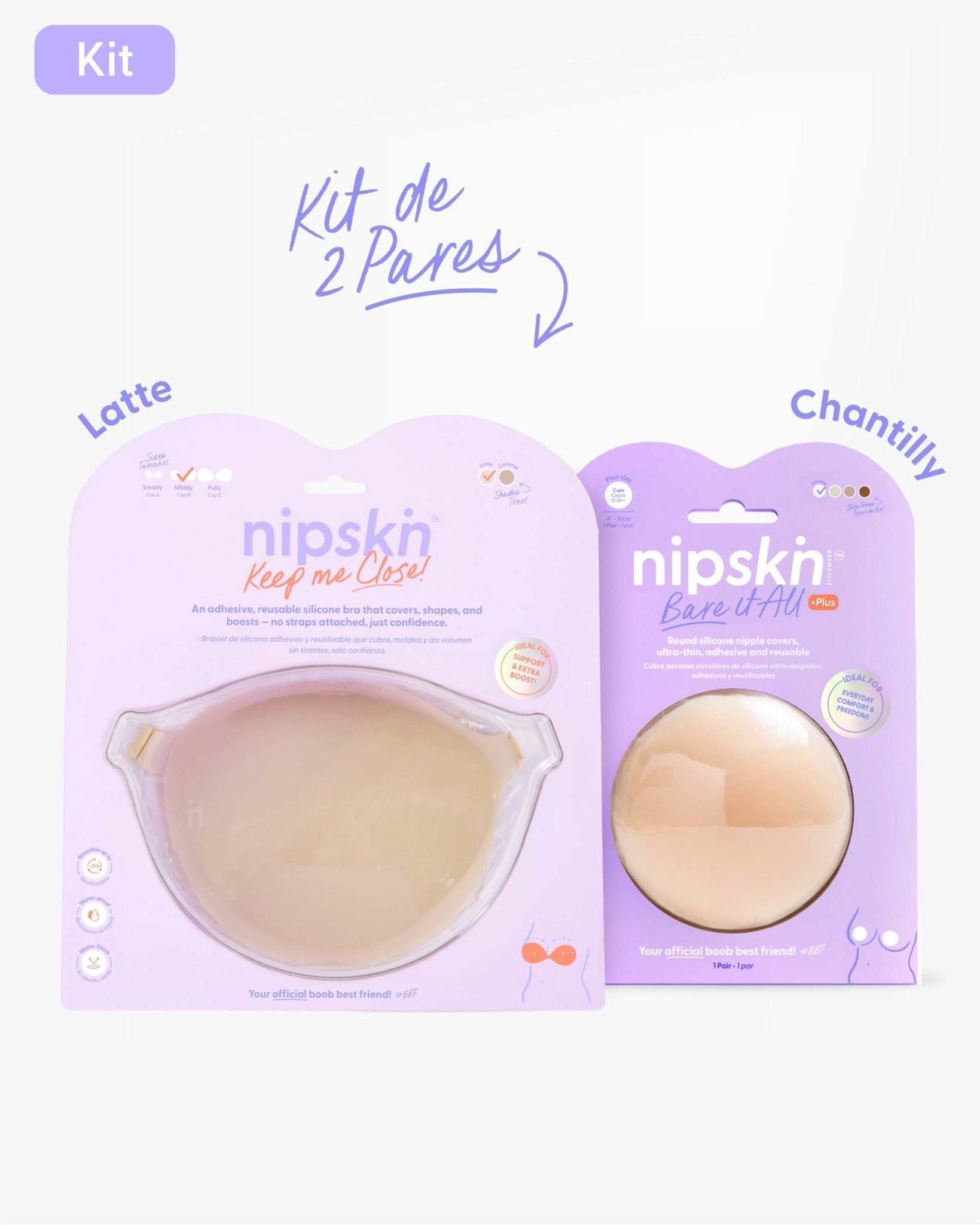 Kit Brasier Adhesivo + Cubre Pezón de Silicona (Talla PLUS) - Nipskin®