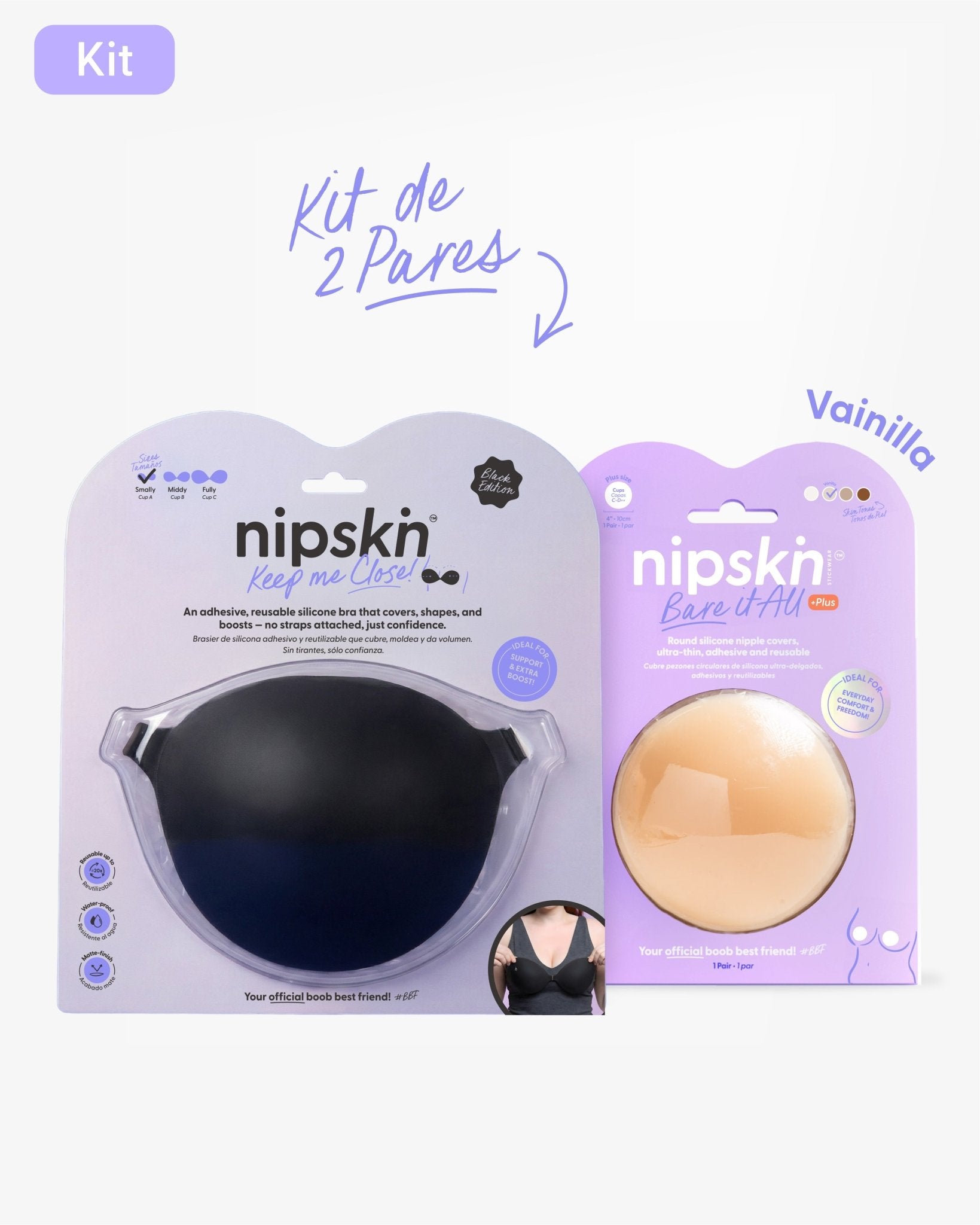 Kit Brasier Adhesivo + Cubre Pezón de Silicona (Talla PLUS) - Nipskin®