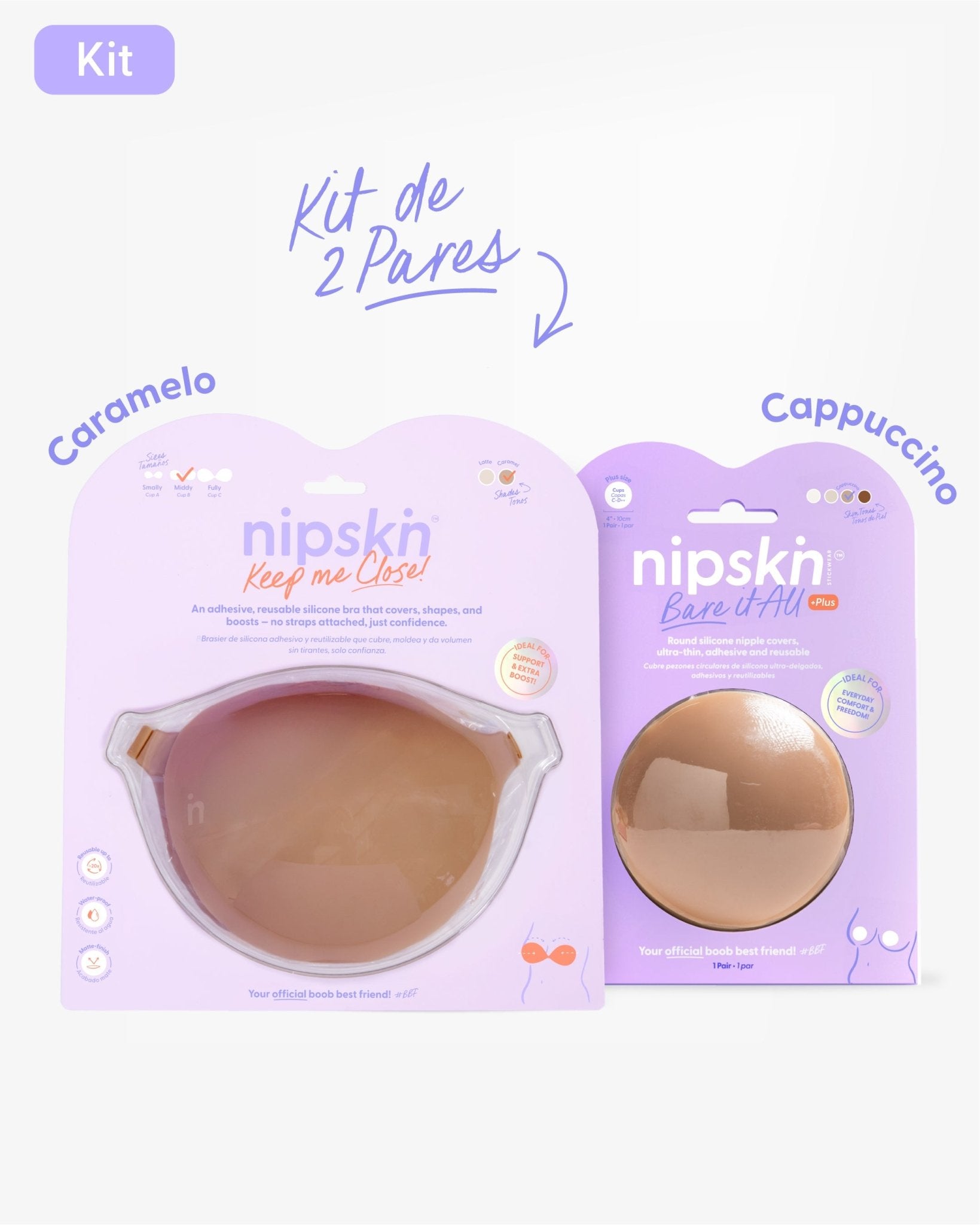 Kit Brasier Adhesivo + Cubre Pezón de Silicona (Talla PLUS) - Nipskin®