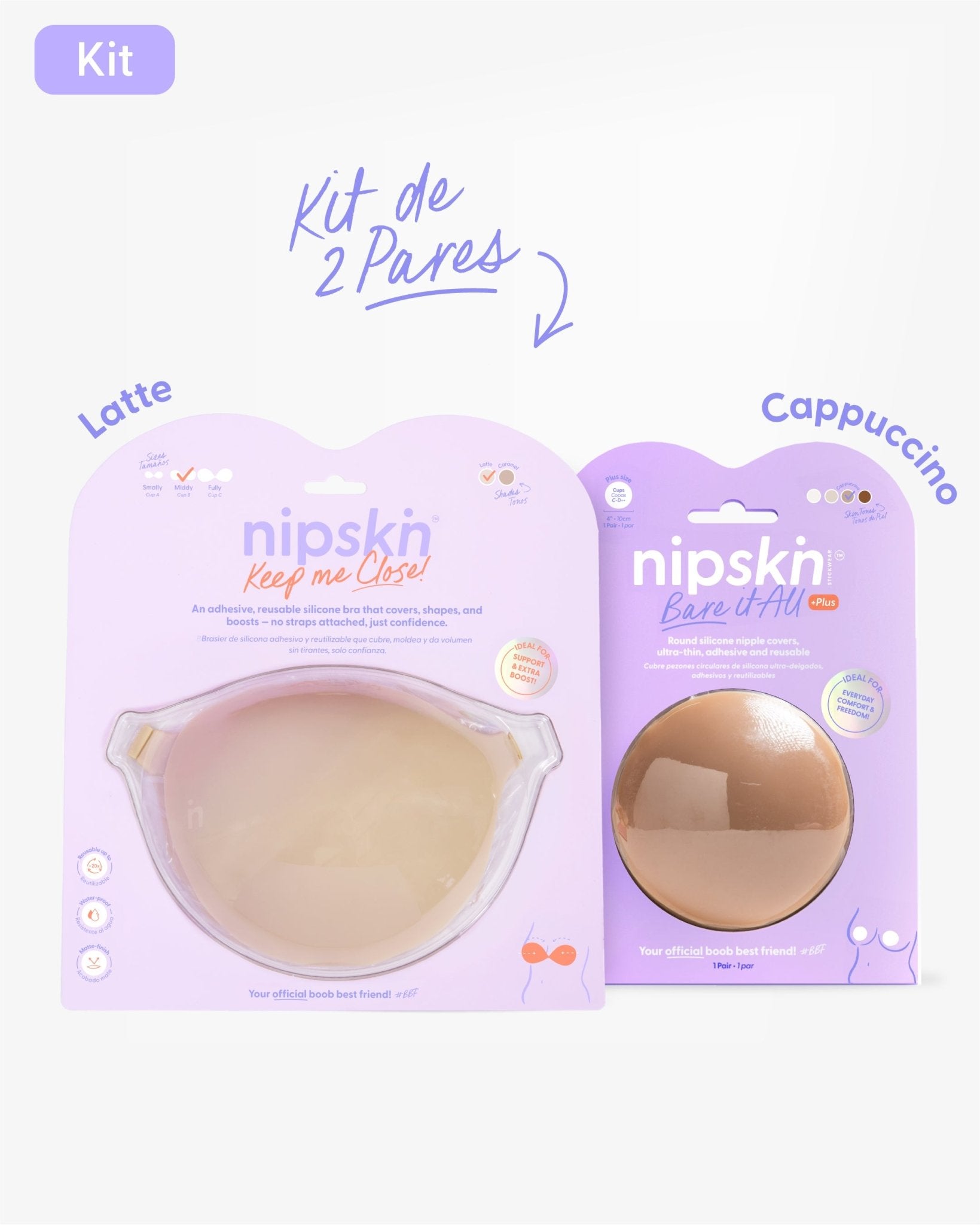 Kit Brasier Adhesivo + Cubre Pezón de Silicona (Talla PLUS) - Nipskin®