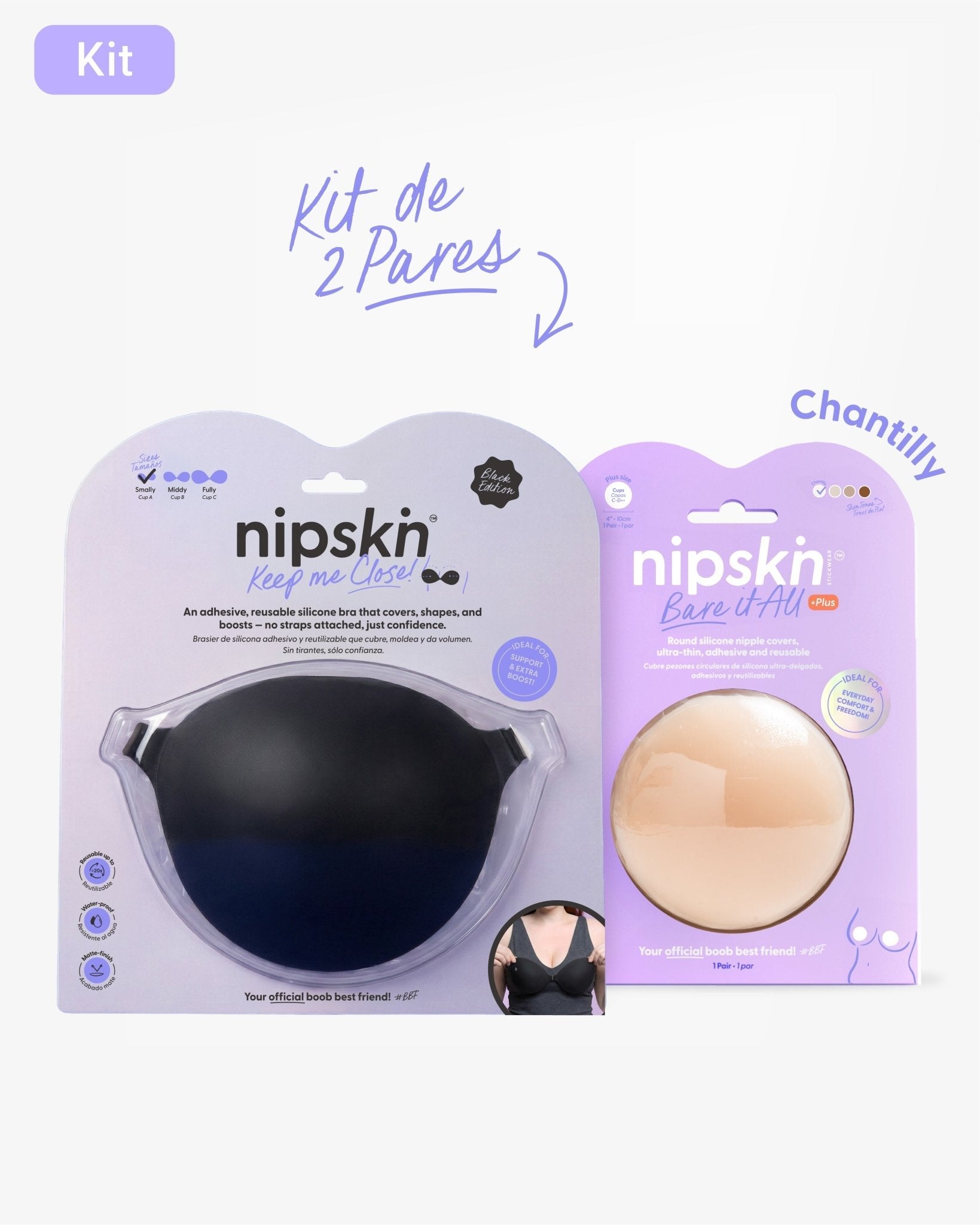 Kit Brasier Adhesivo + Cubre Pezón de Silicona (Talla PLUS) - Nipskin®