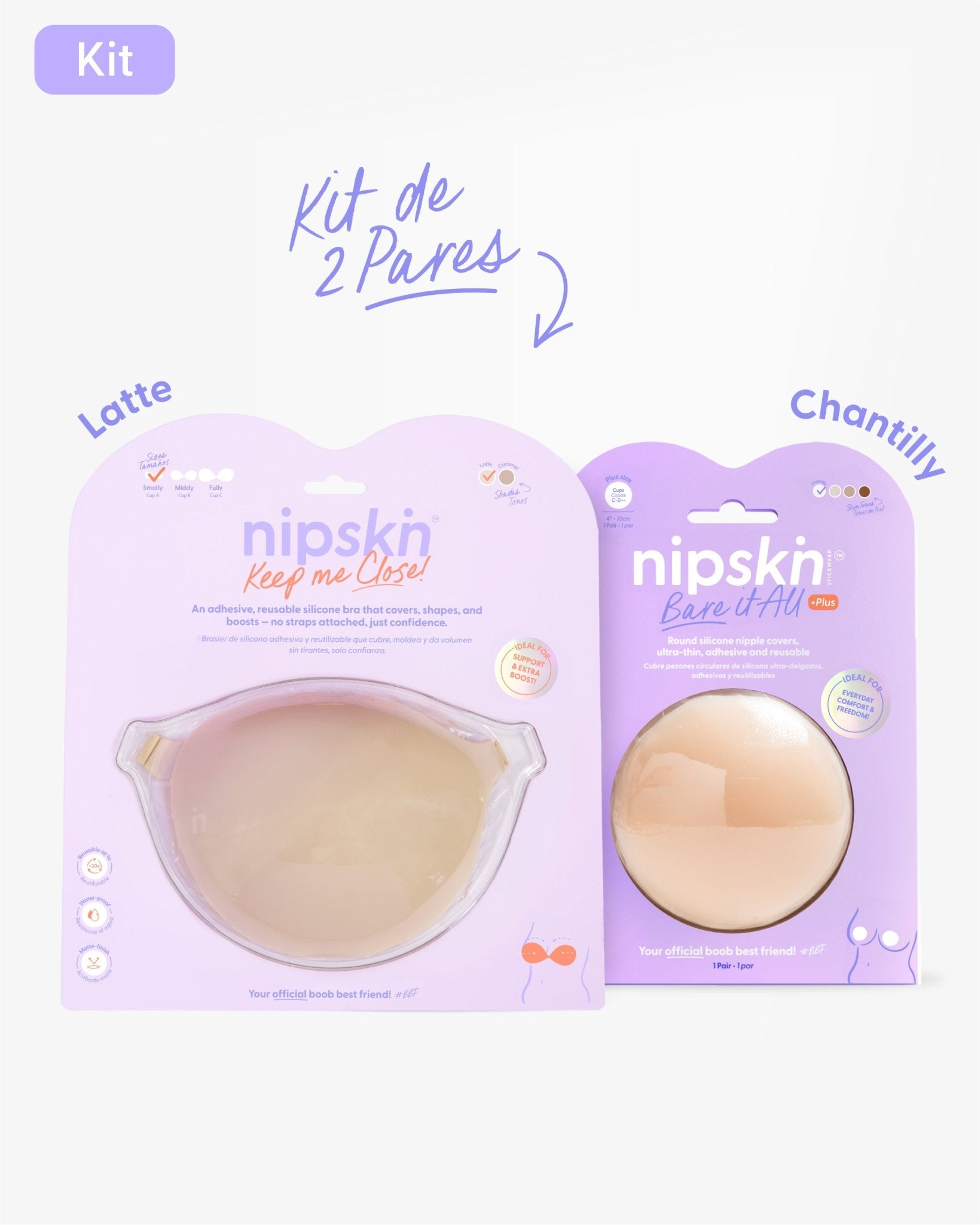 Kit Brasier Adhesivo + Cubre Pezón de Silicona (Talla PLUS) - Nipskin®