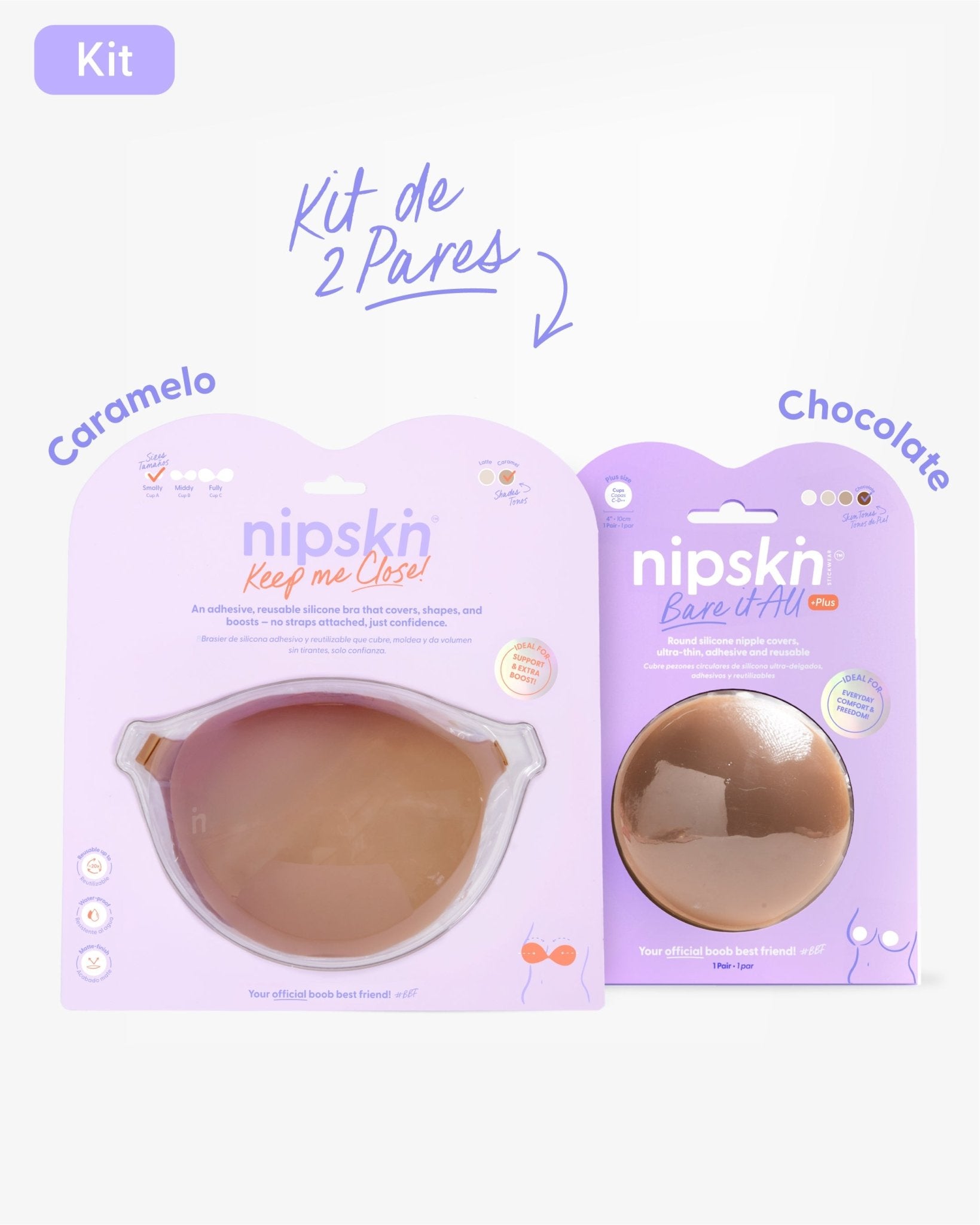 Kit Brasier Adhesivo + Cubre Pezón de Silicona (Talla PLUS) - Nipskin®