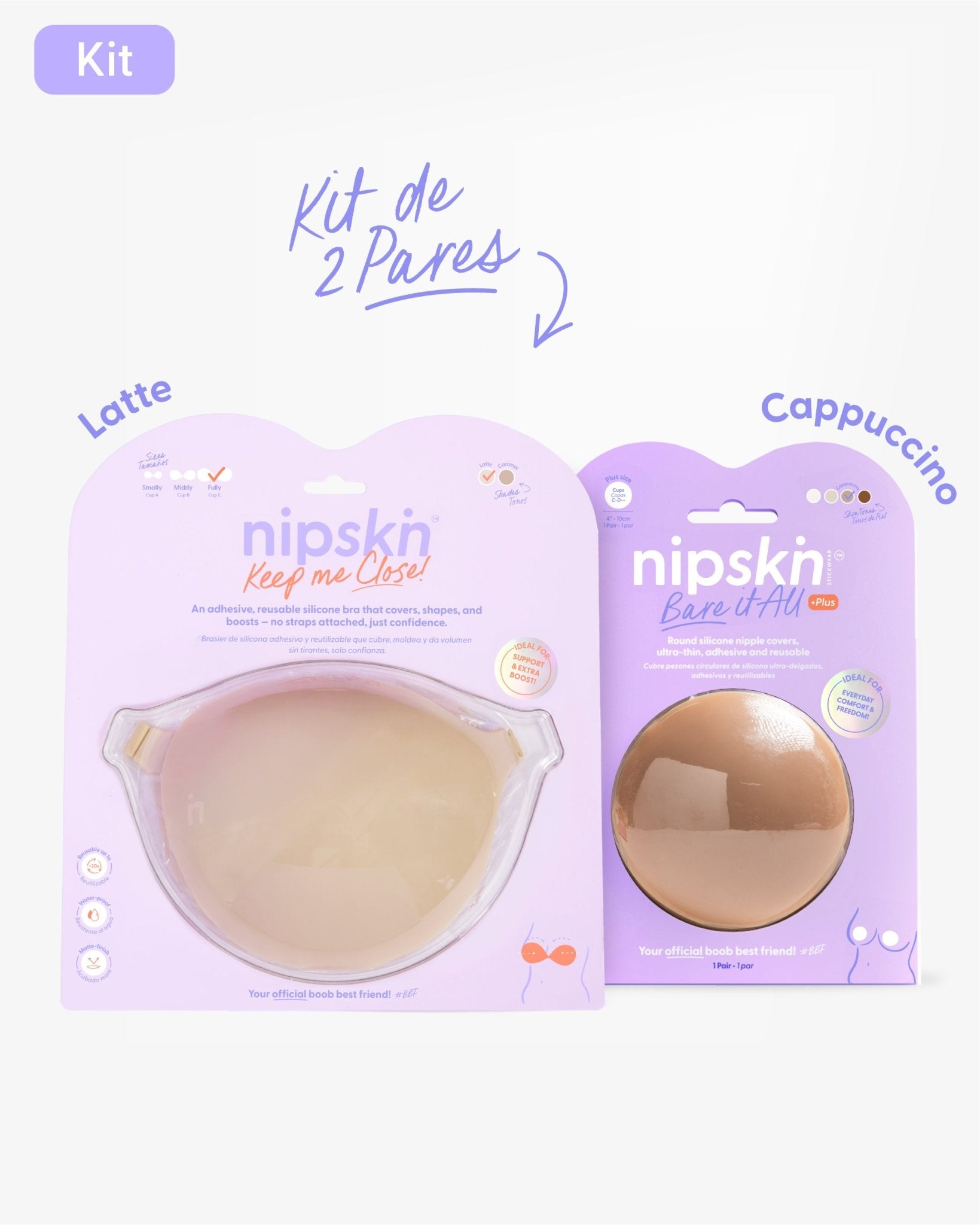 Kit Brasier Adhesivo + Cubre Pezón de Silicona (Talla PLUS) - Nipskin®
