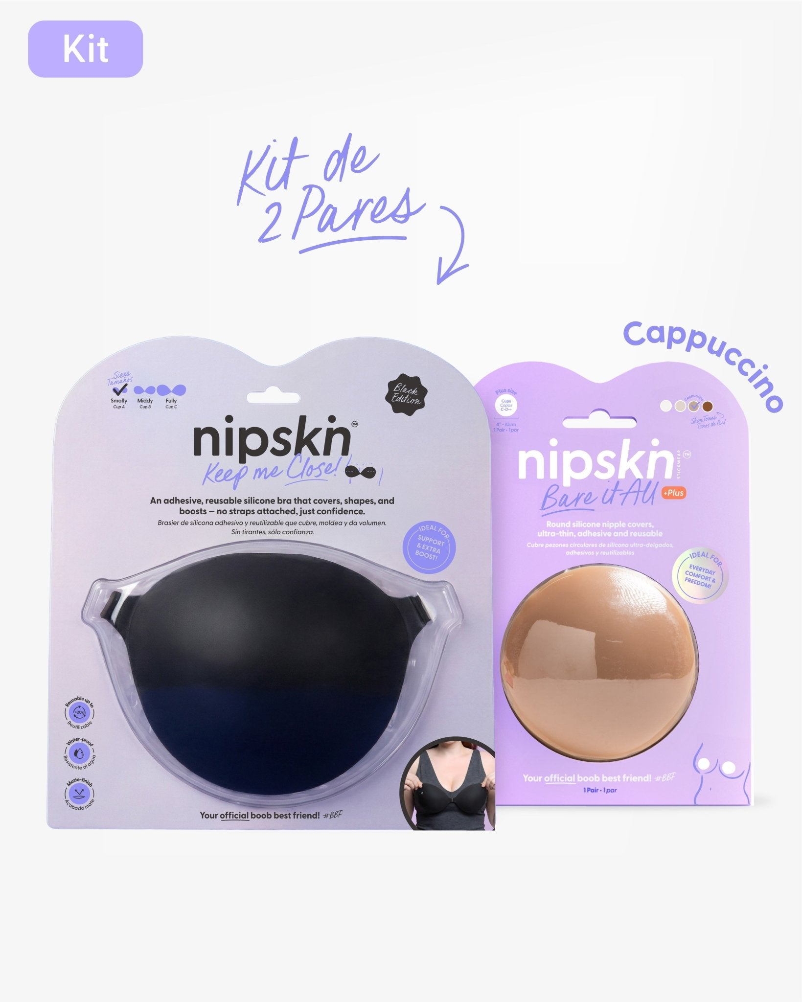 Kit Brasier Adhesivo + Cubre Pezón de Silicona (Talla PLUS) - Nipskin®