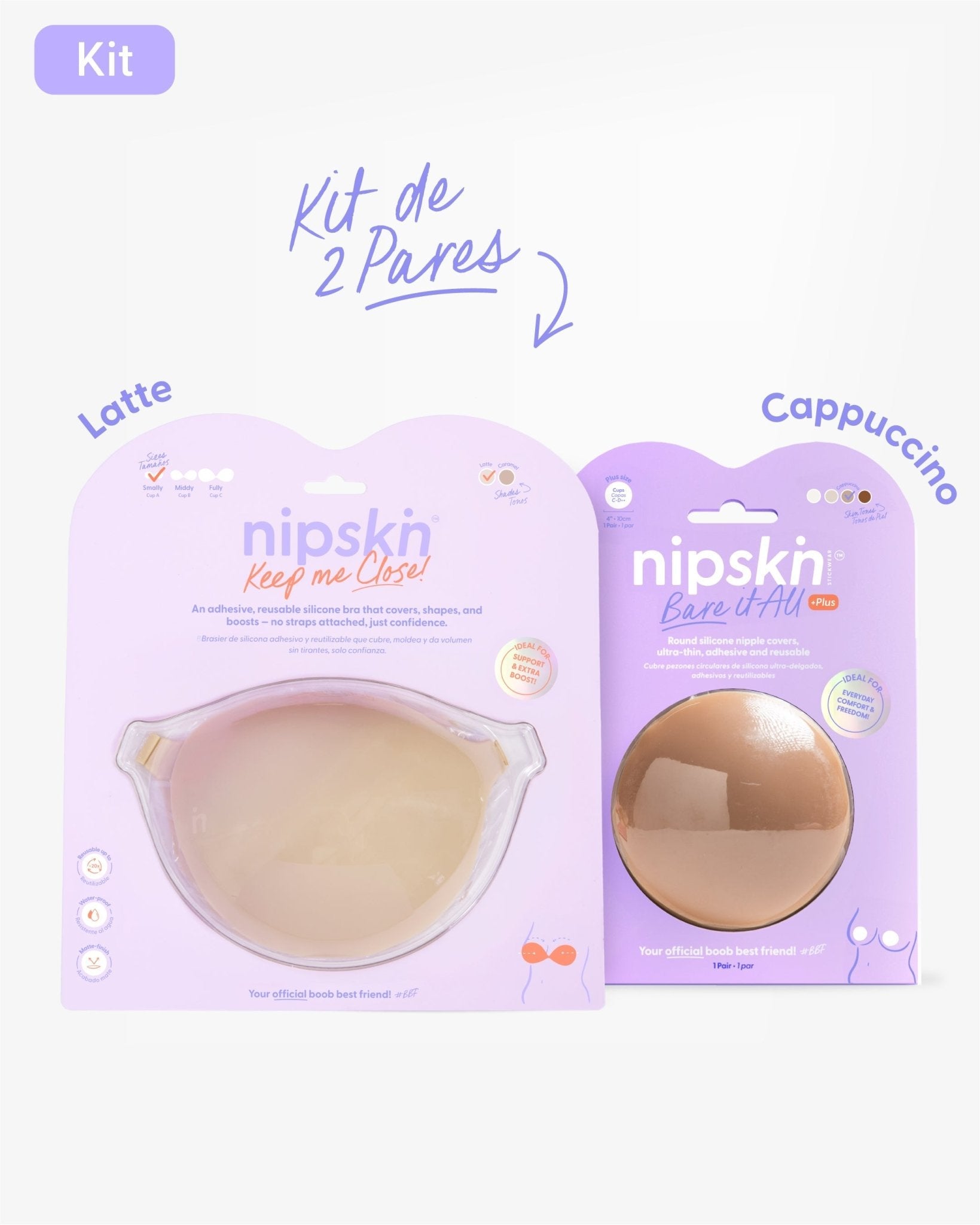Kit Brasier Adhesivo + Cubre Pezón de Silicona (Talla PLUS) - Nipskin®