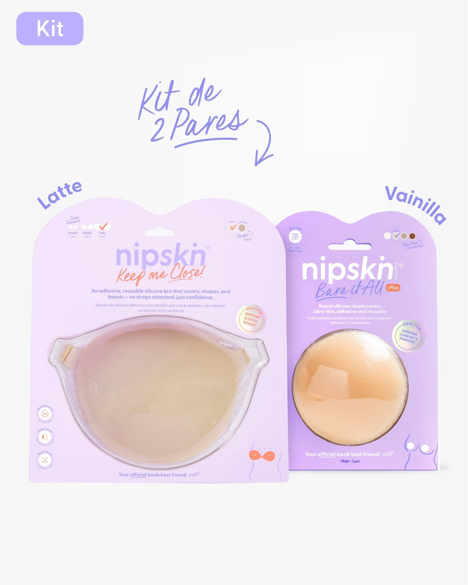 Kit Brasier Adhesivo + Cubre Pezón de Silicona (Talla PLUS) - Nipskin®