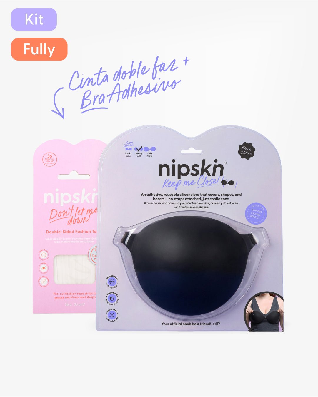 Kit Brasier Adhesivo de Silicona, Keep Me Close + Cinta Doble Faz - Nipskin®