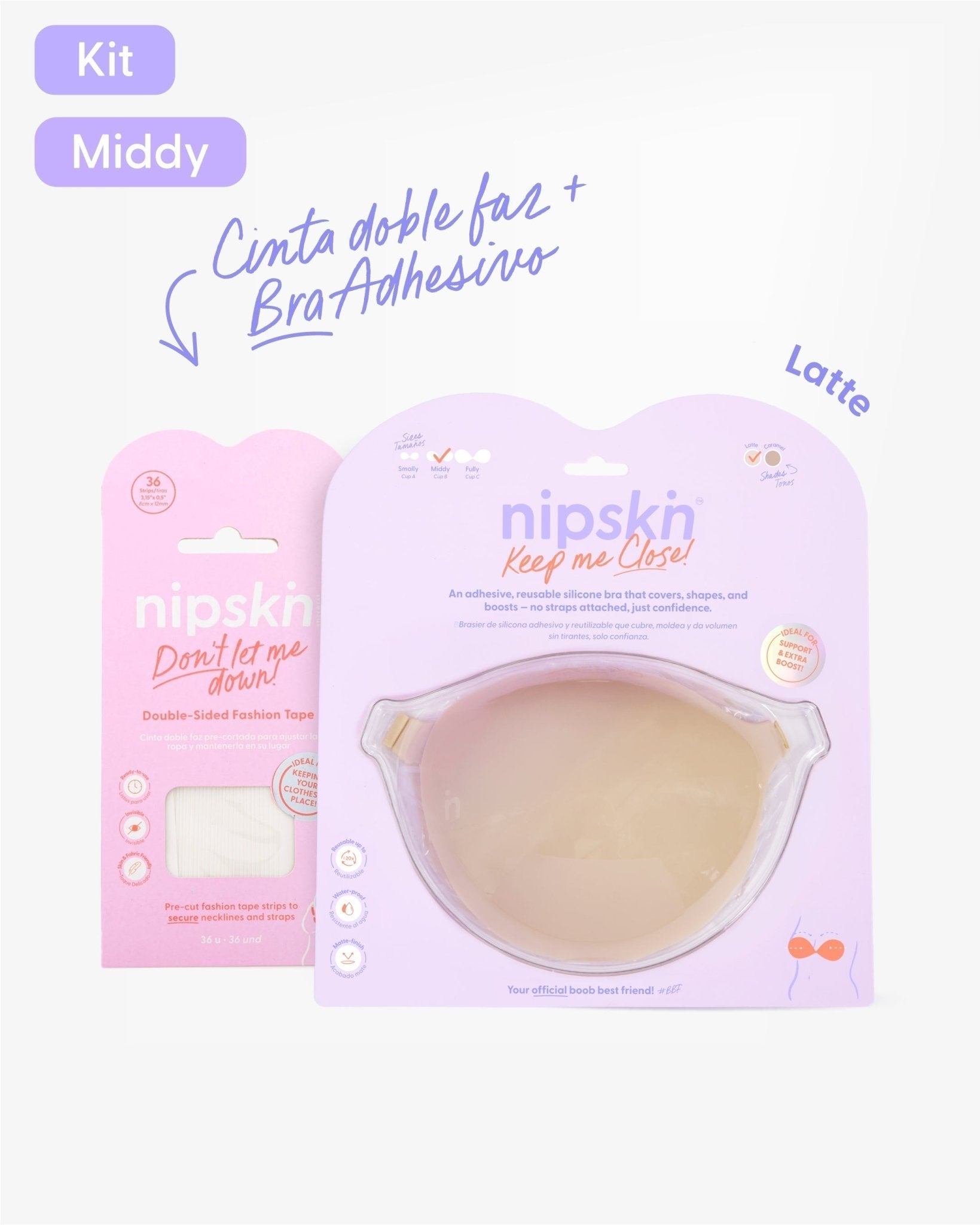 Kit Brasier Adhesivo de Silicona, Keep Me Close + Cinta Doble Faz - Nipskin®