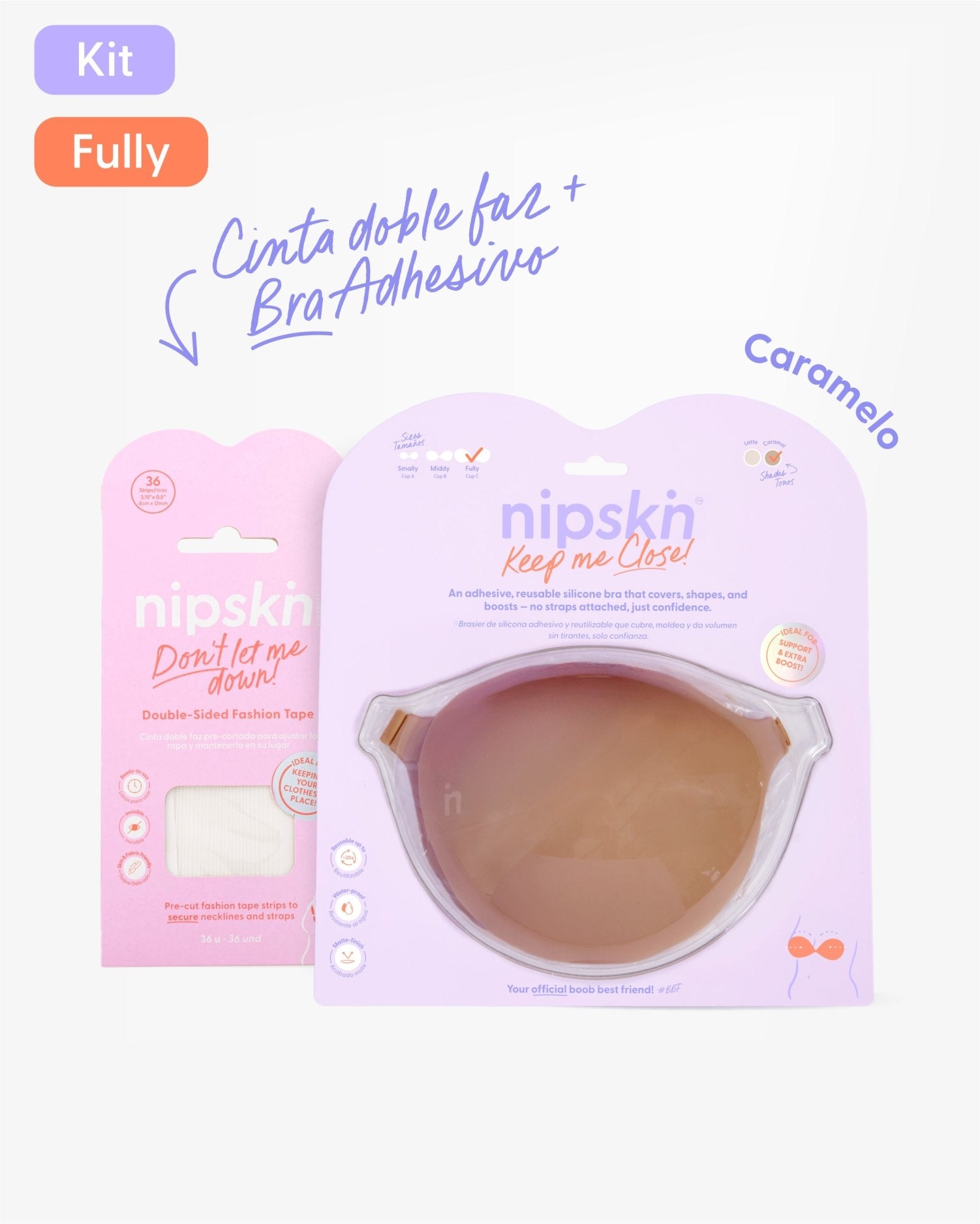 Kit Brasier Adhesivo de Silicona, Keep Me Close + Cinta Doble Faz - Nipskin®