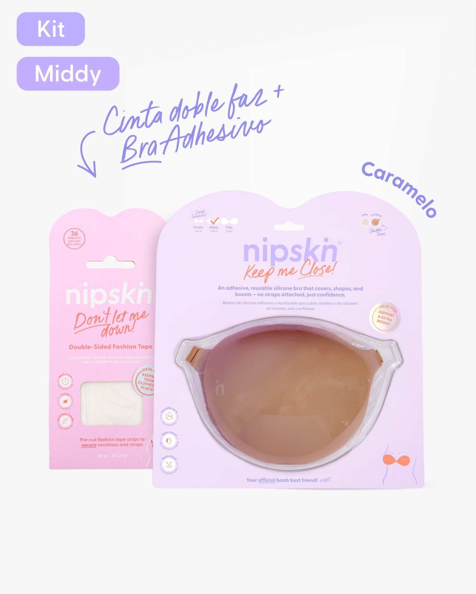 Kit Brasier Adhesivo de Silicona, Keep Me Close + Cinta Doble Faz - Nipskin®