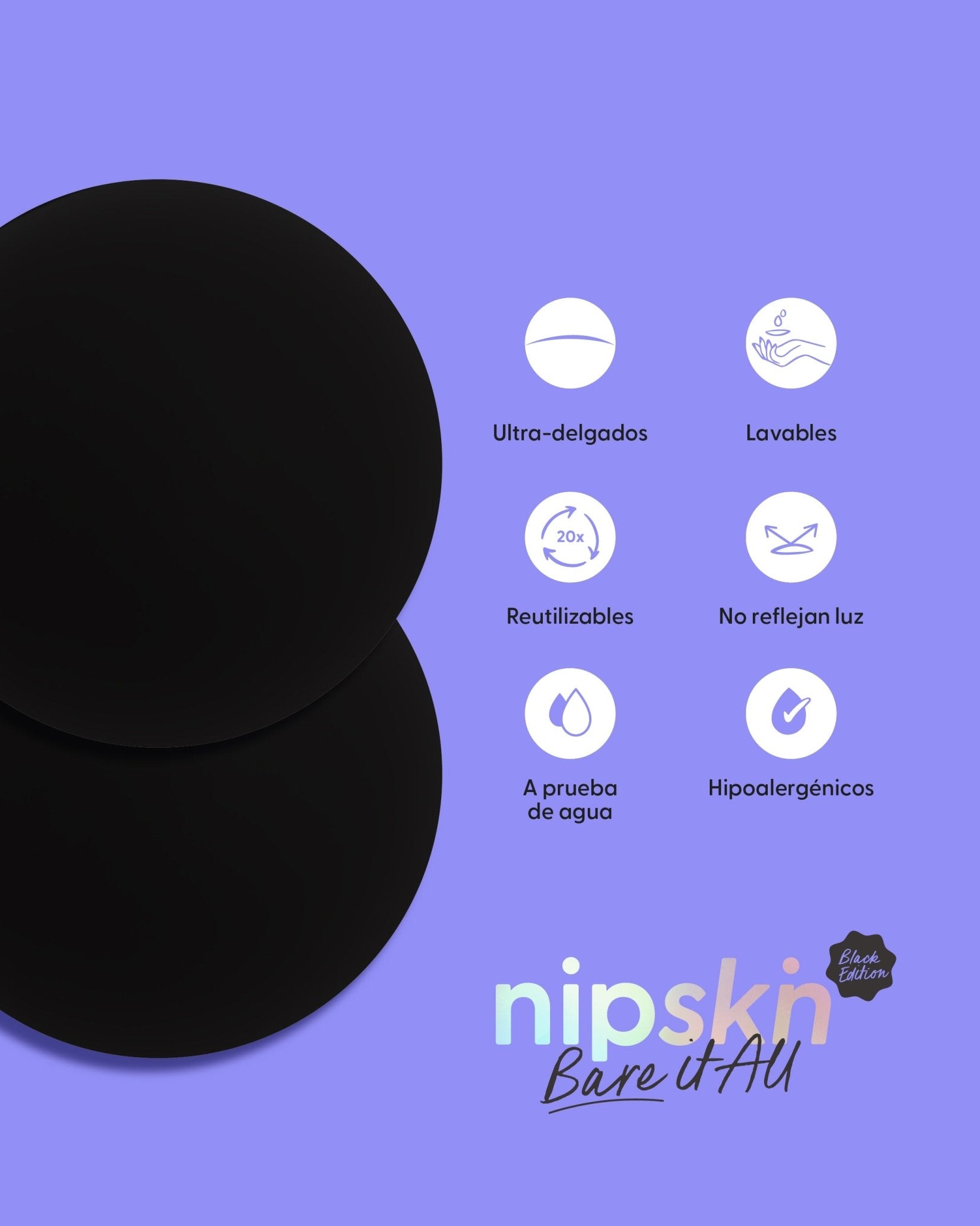 Kit Brasier Adhesivo Negro+ Cubre Pezón de Silicona Negro - Nipskin®