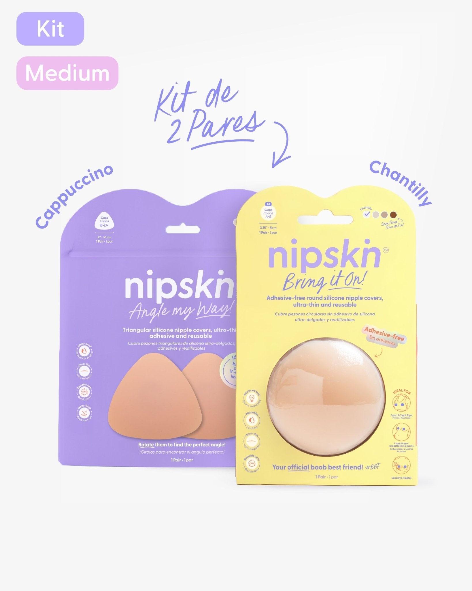 Kit Cubre pezones Sin Adhesivo + Triangular | Nipskin®