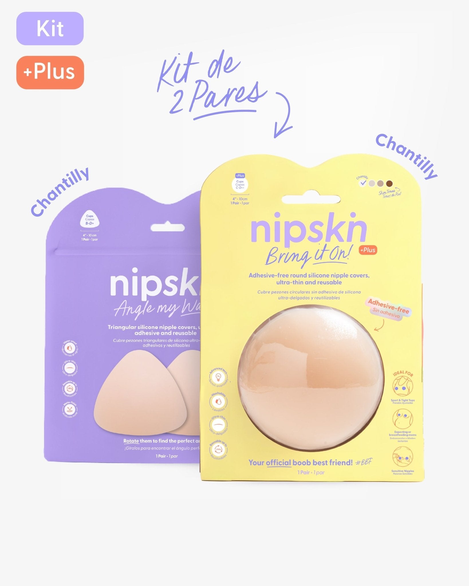 Kit Cubre pezones Sin Adhesivo + Triangular | Nipskin®