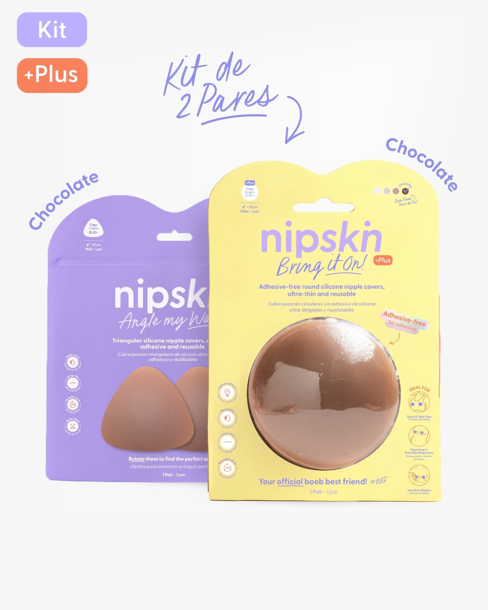 Kit Cubre pezones Sin Adhesivo + Triangular | Nipskin®