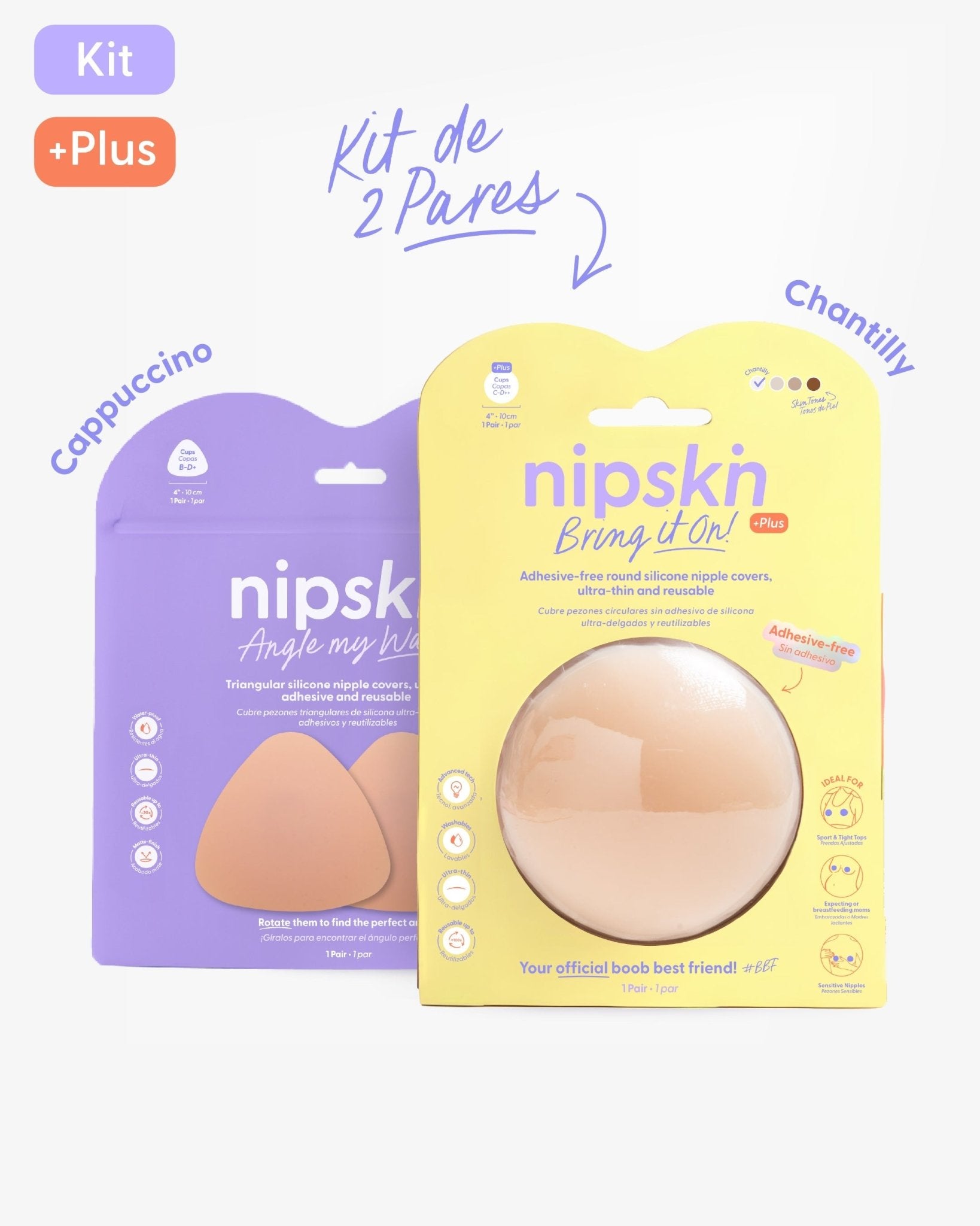 Kit Cubre pezones Sin Adhesivo + Triangular | Nipskin®