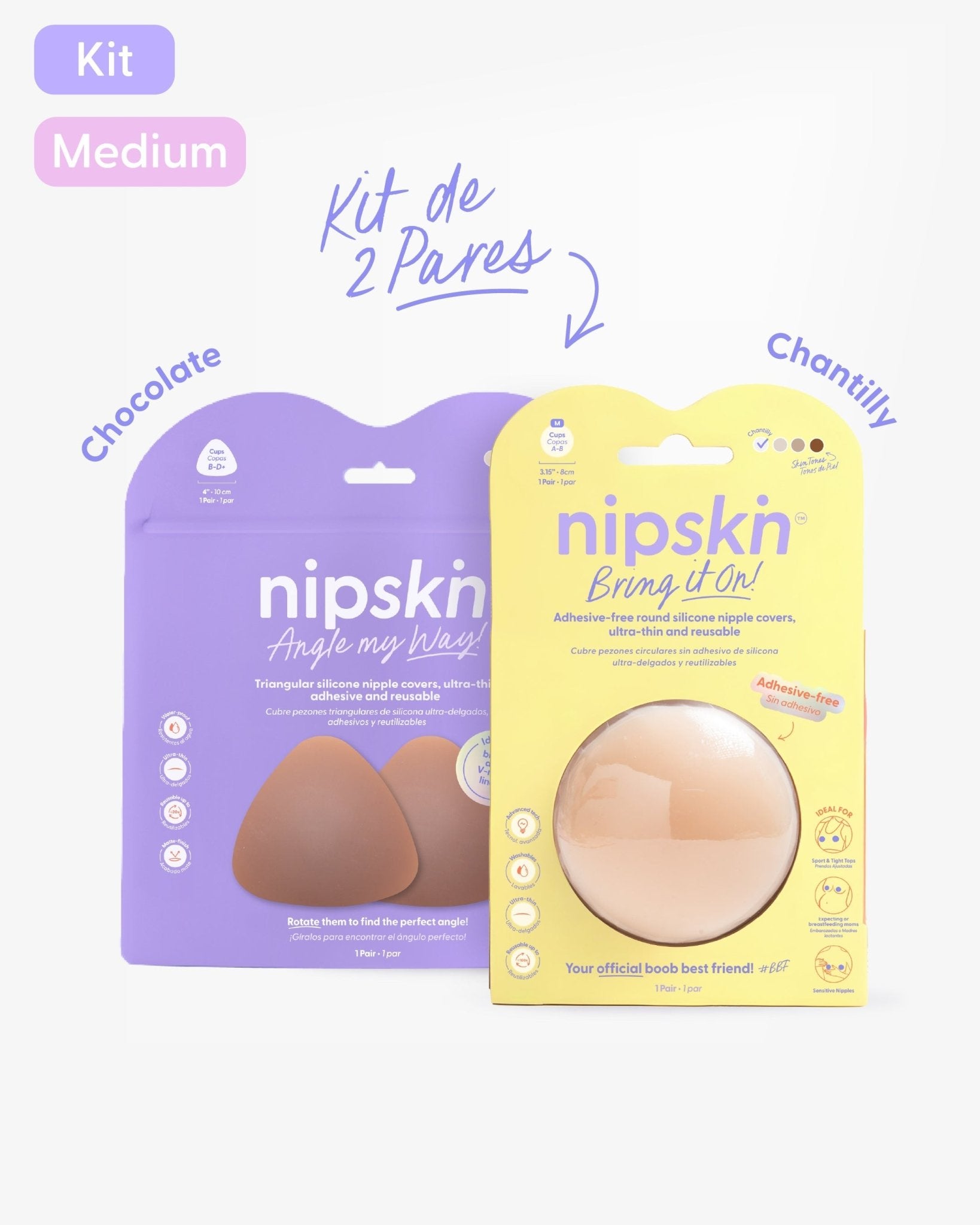 Kit Cubre pezones Sin Adhesivo + Triangular | Nipskin®