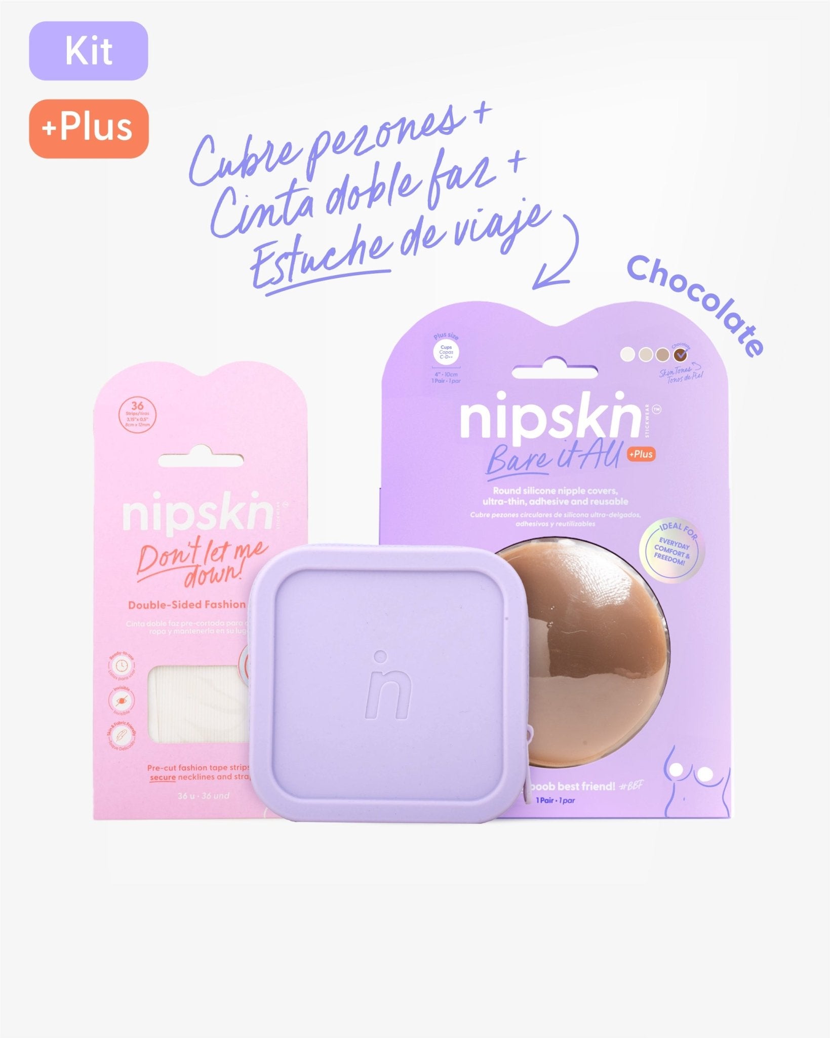 Kit de Cubre pezón, Cinta para Ropa y Estuche - Nipskin®