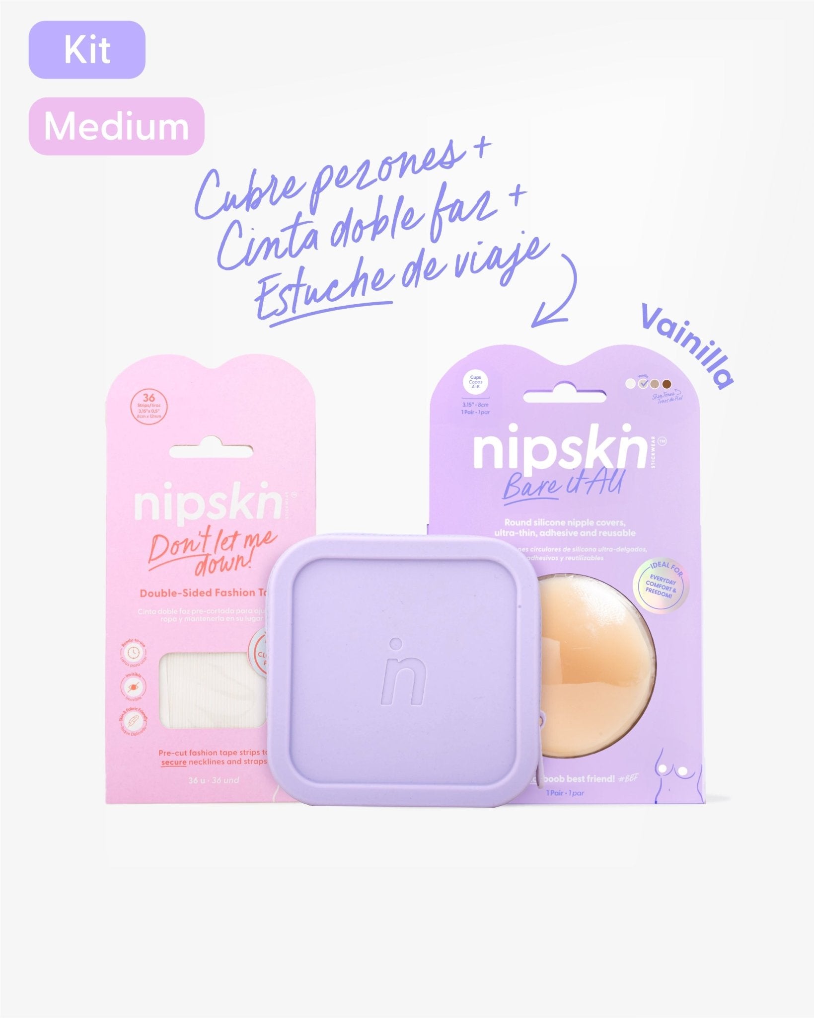 Kit de Cubre pezón, Cinta para Ropa y Estuche - Nipskin®