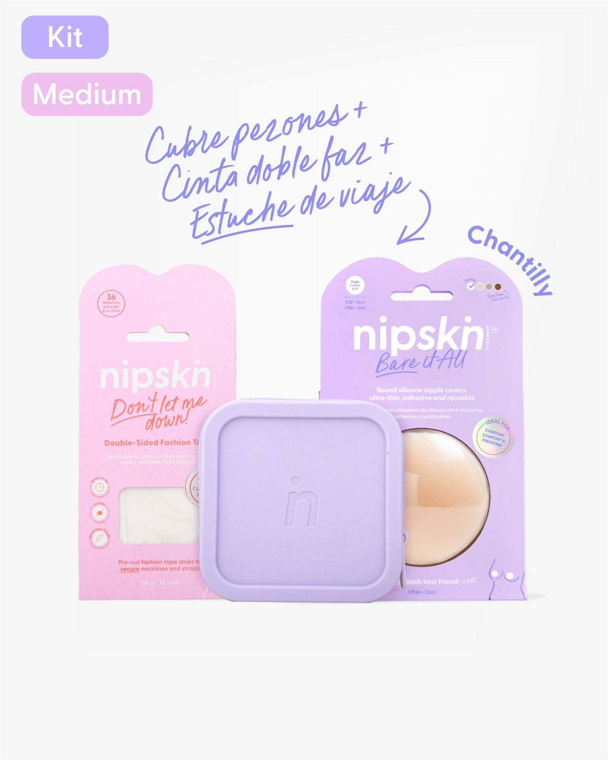 Kit de Cubre pezón, Cinta para Ropa y Estuche - Nipskin®