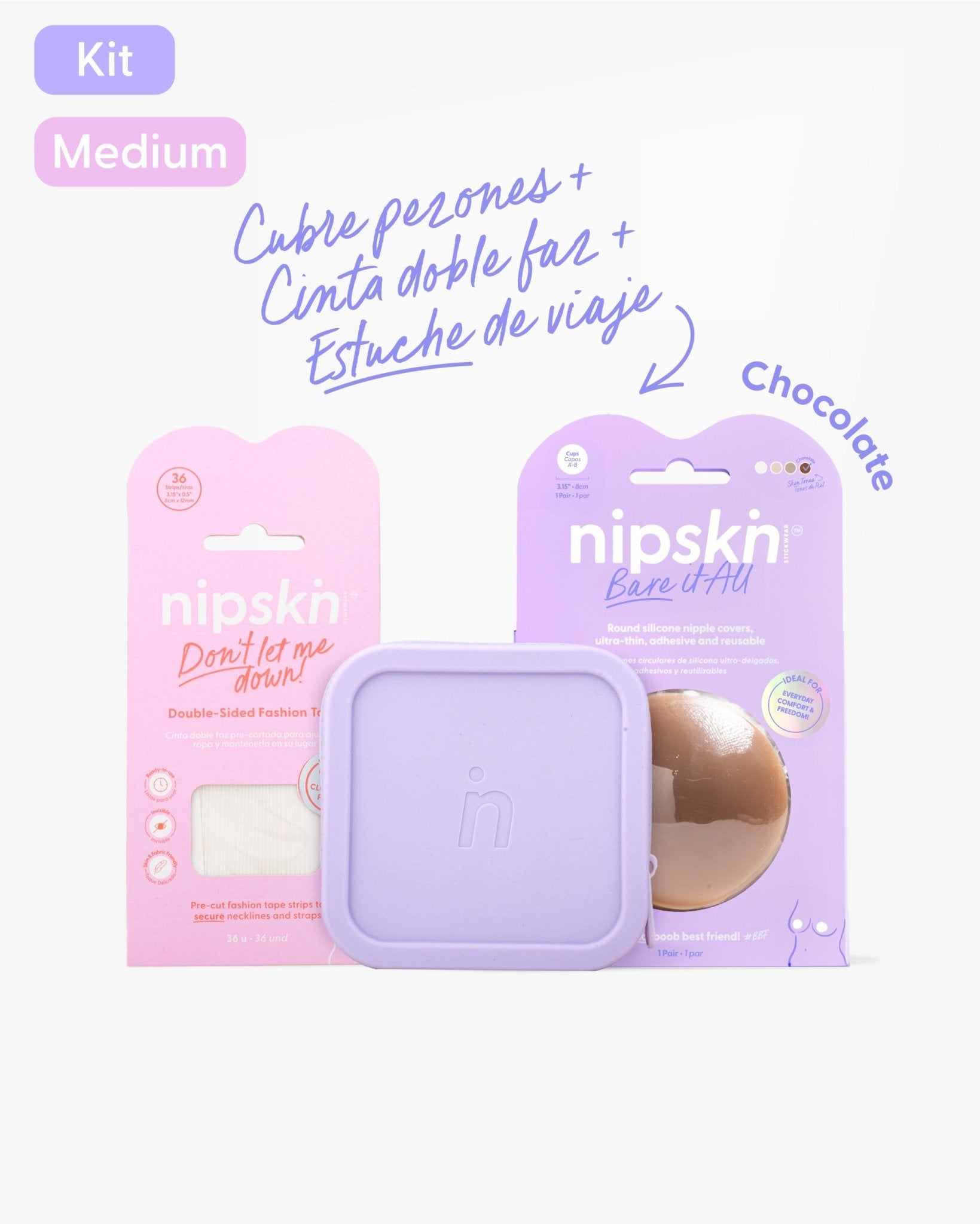 Kit de Cubre pezón, Cinta para Ropa y Estuche - Nipskin®