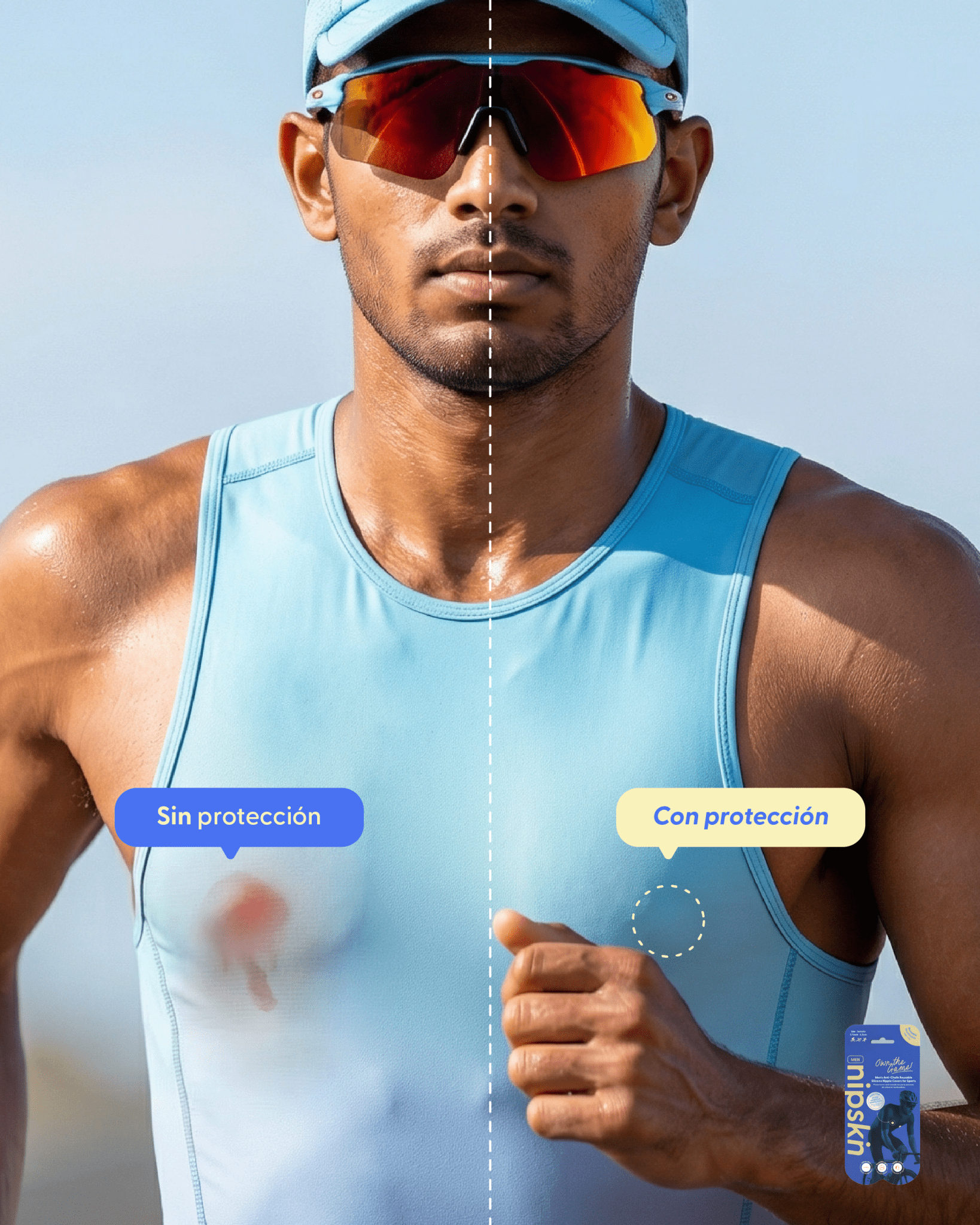 Kit protectores pezón Nipskin® resistentes al sudor — ambos aptos para maratón, Ironman y ciclismo de larga distancia