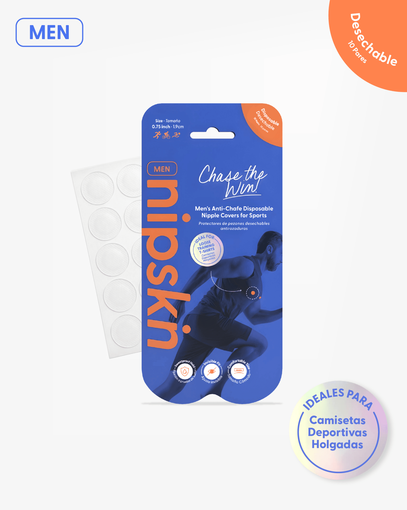 Protectores anti-roce Nipskin® ultradelgados e invisibles bajo camiseta deportiva — sin interferir con la movilidad