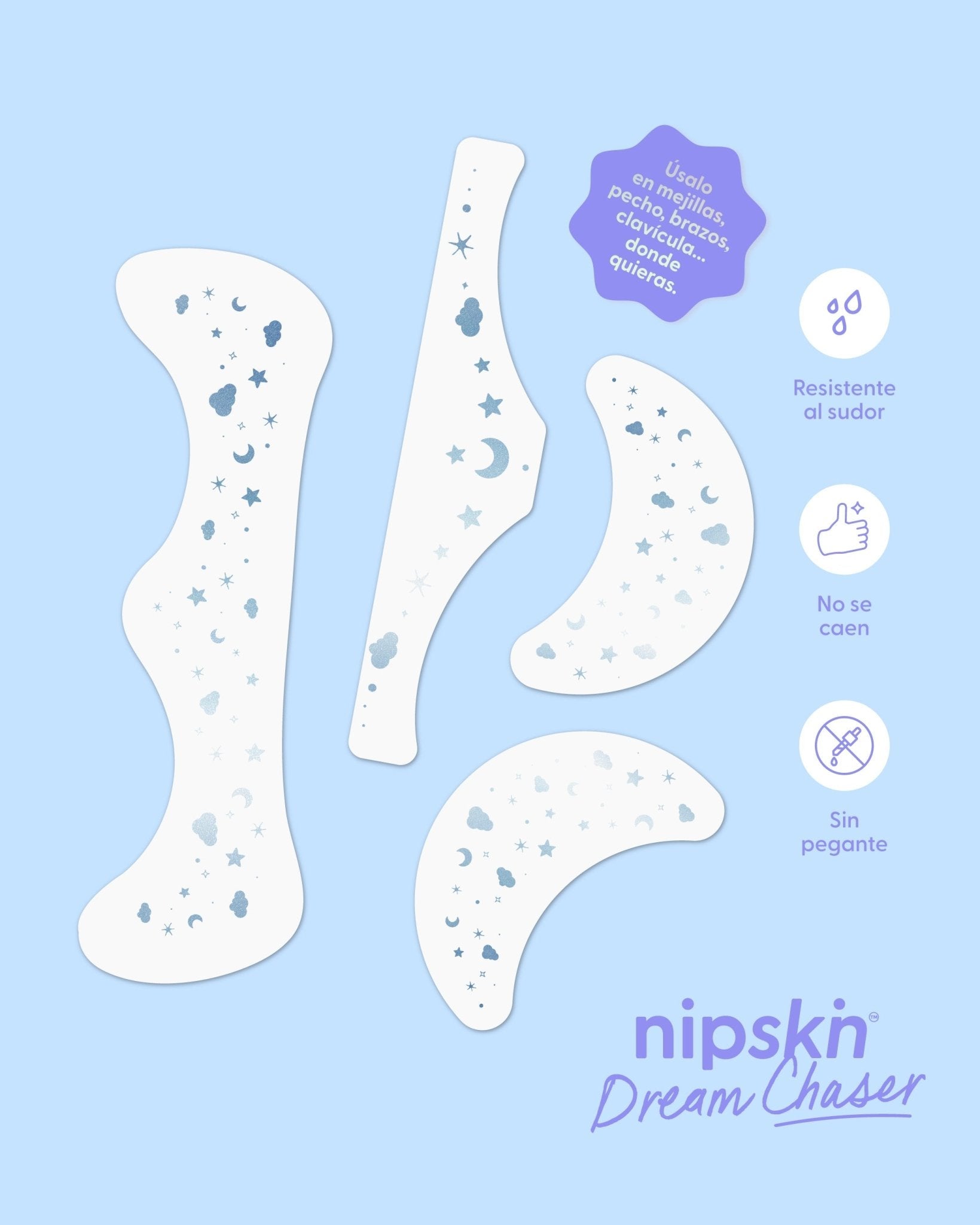 Kit x5 Calcomanías Holográficas para Rostro y Cuerpo, Dream Chaser – Nipskin®