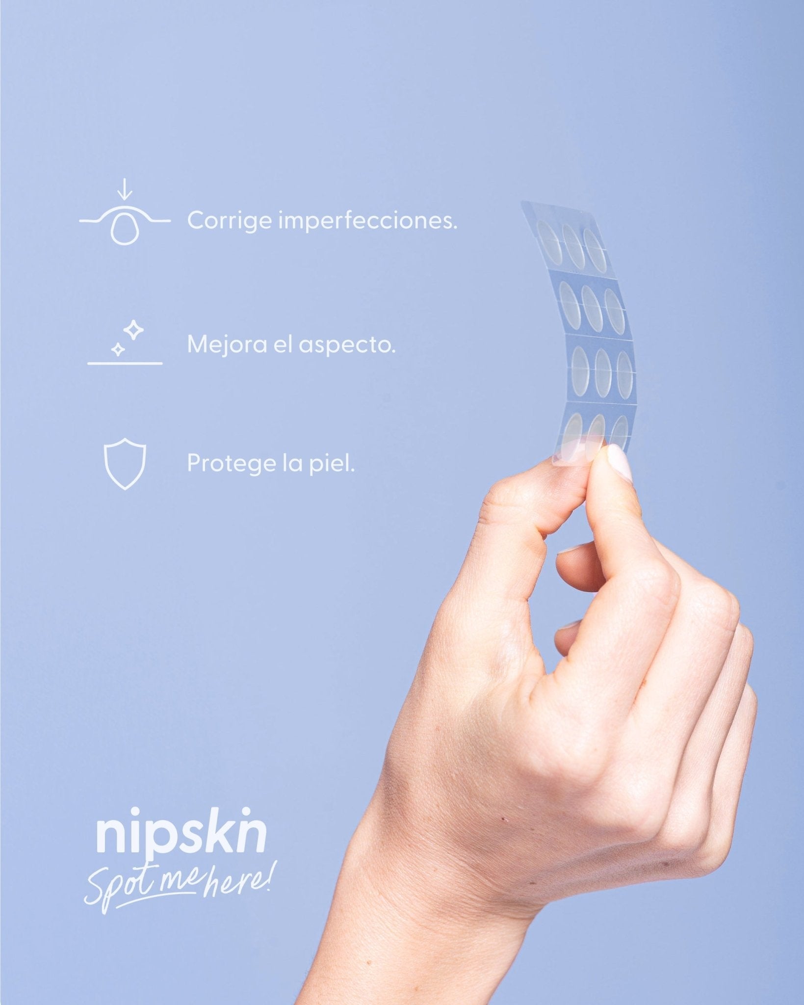 Parches para granitos Nipskin® que tapan y actúan — Spot Me Here invisible bajo el maquillaje