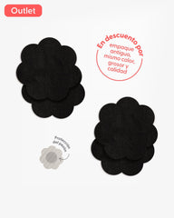 Stickies Satin Black Flower x 2 pares - Flash Outlet - Nipskin