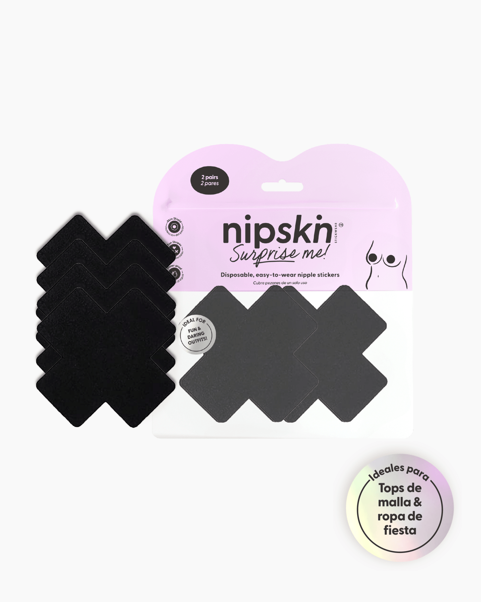 Surprise Me Nipskin® — 2 pares de stickers decorativos para pezones, un solo uso, para festivales y looks atrevidos