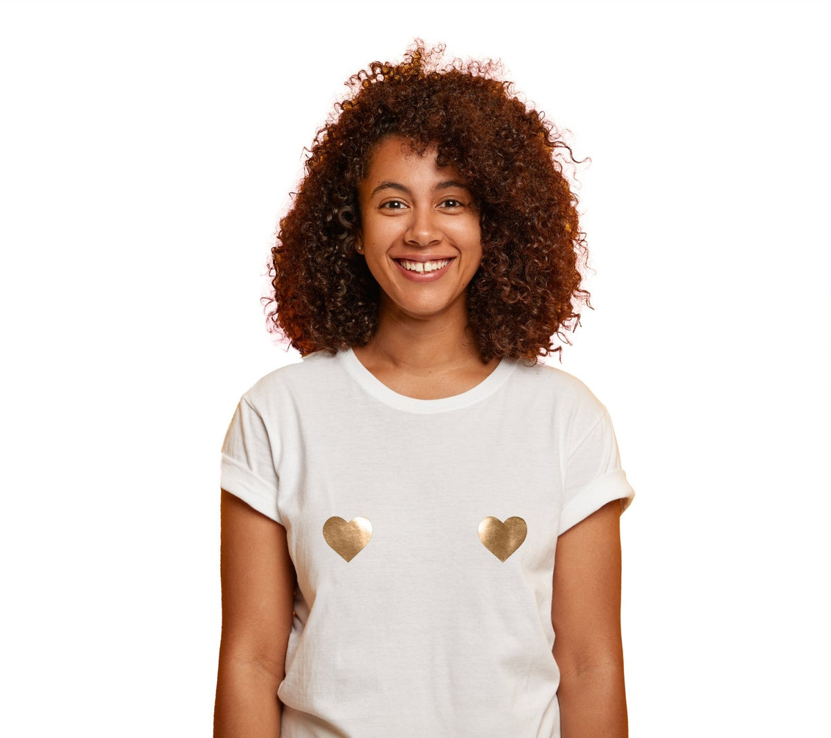 Nipple Love T-shirt Blanco y Oro Rosa - nipskincol